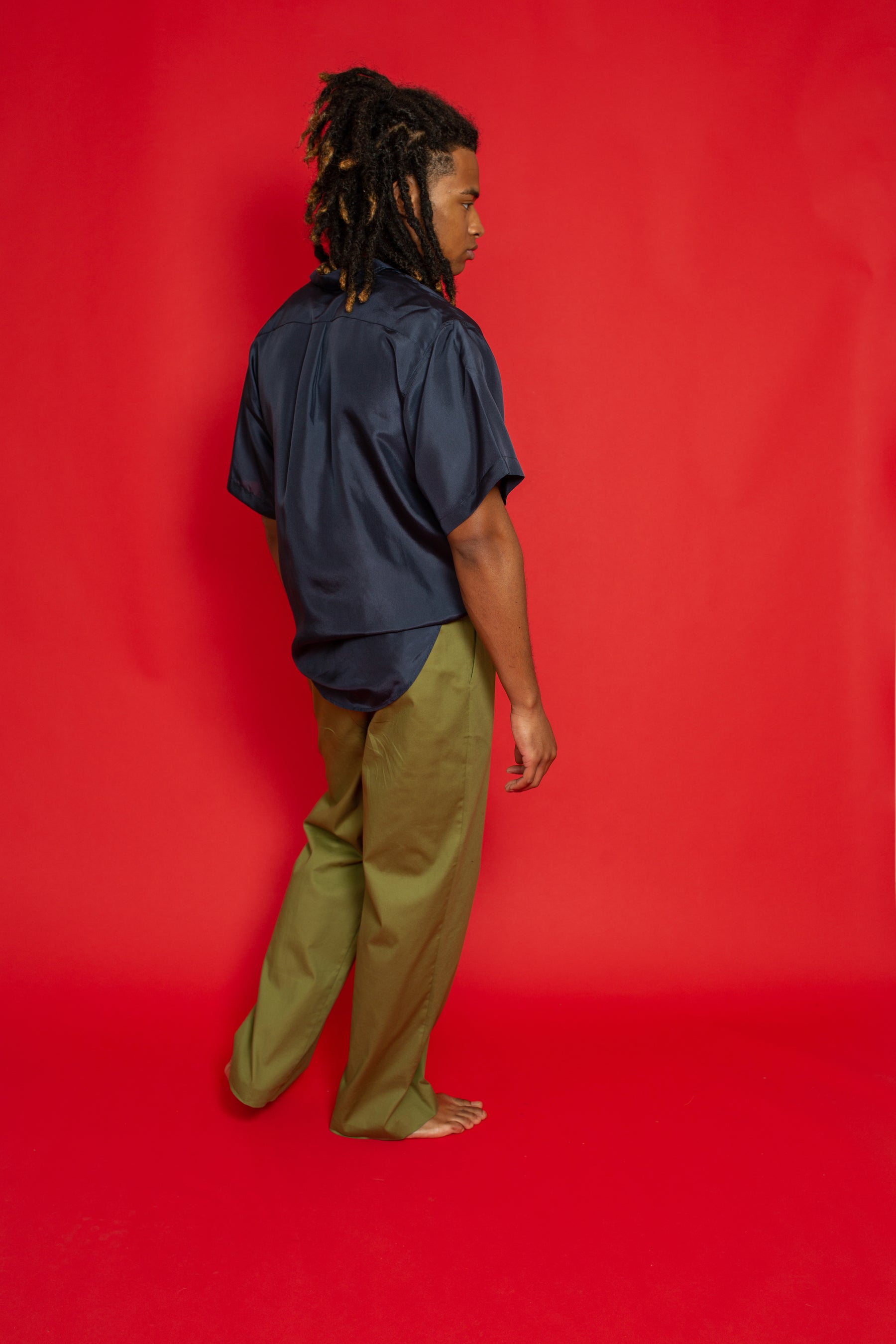 Safari Double Pocket Silk Shirt Ink 