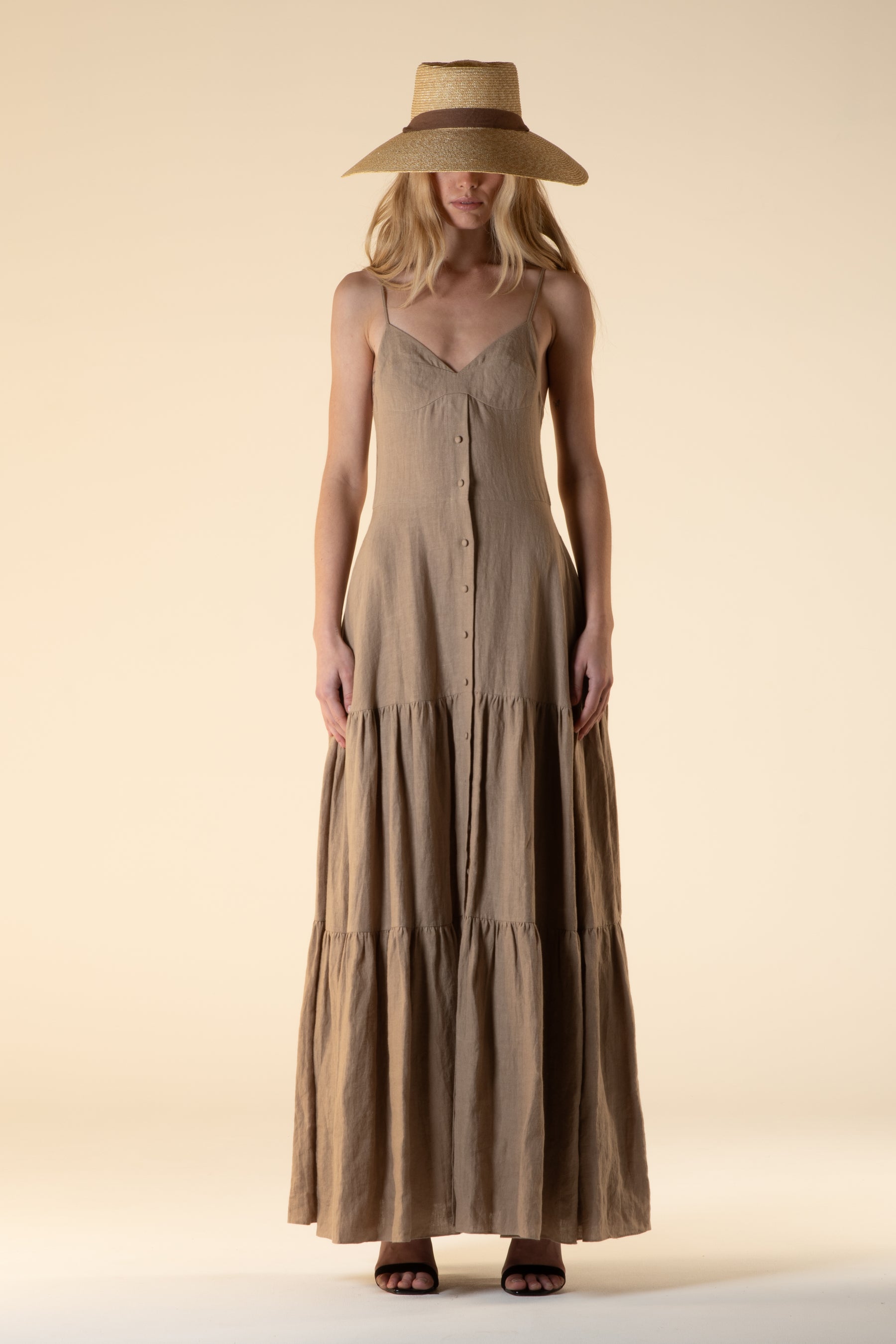 Del Rey Linen Maxi Dress Natural