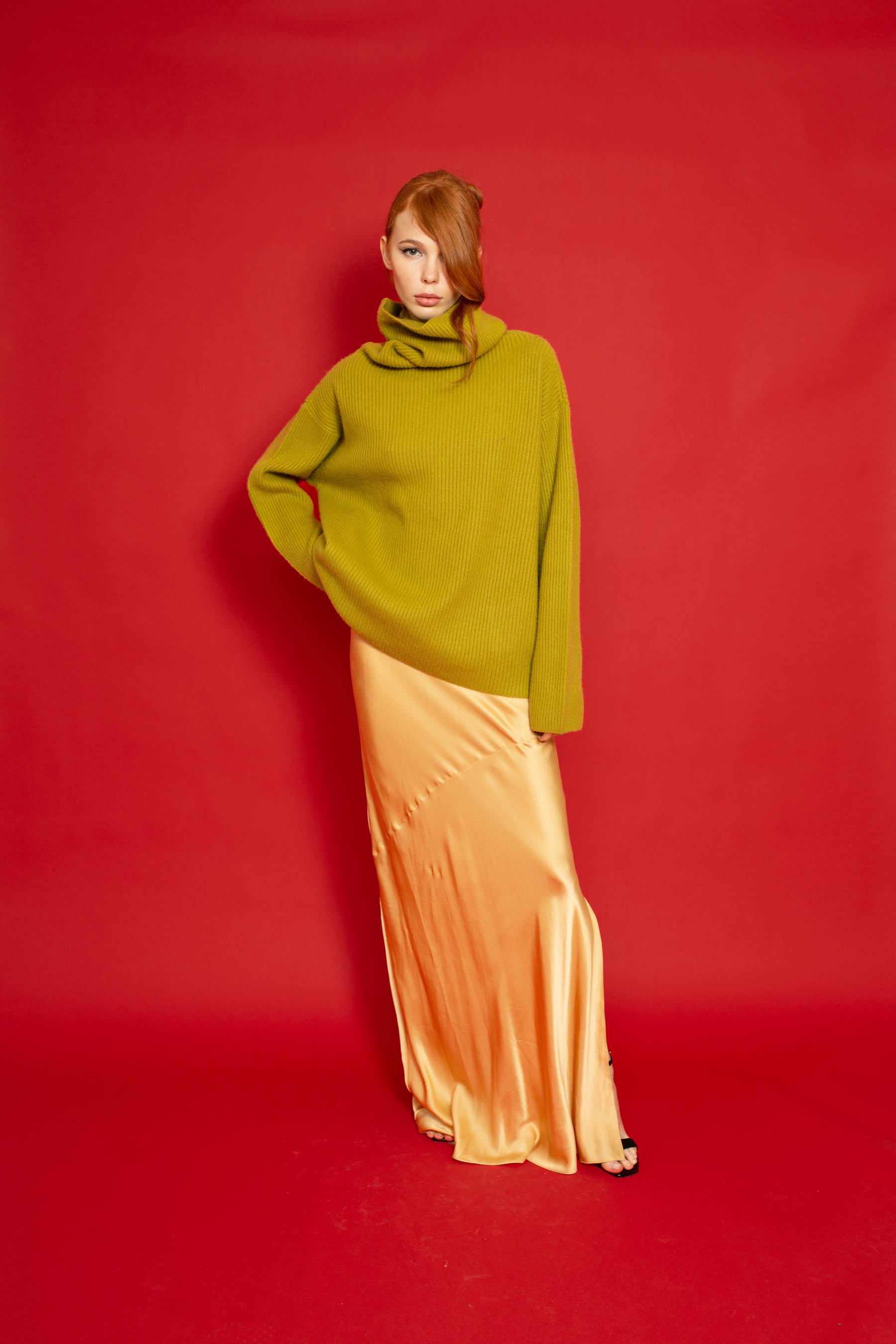 Lotus Bias Cut Silk Slip Dress Champagne