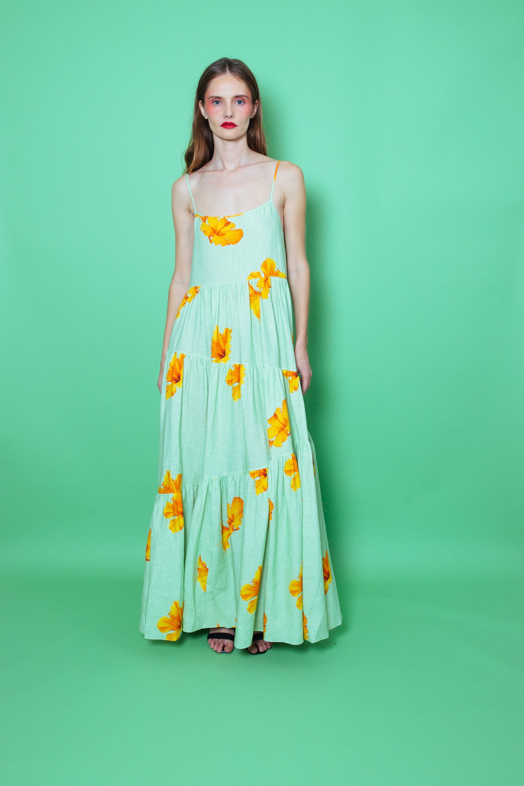 Malibu Linen Maxi Dress Pistachio Hawaii
