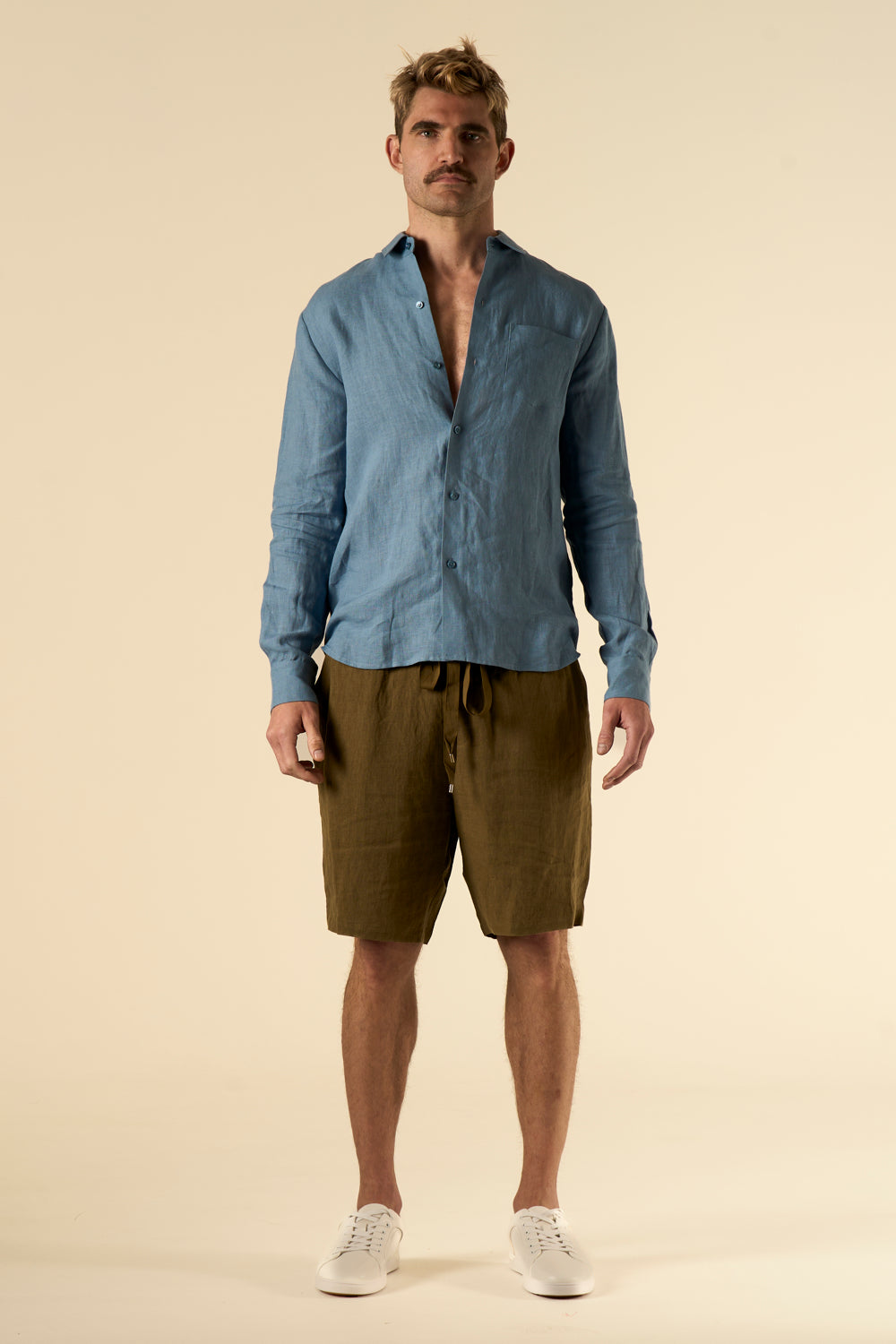 Basketball Linen Short Khaki 