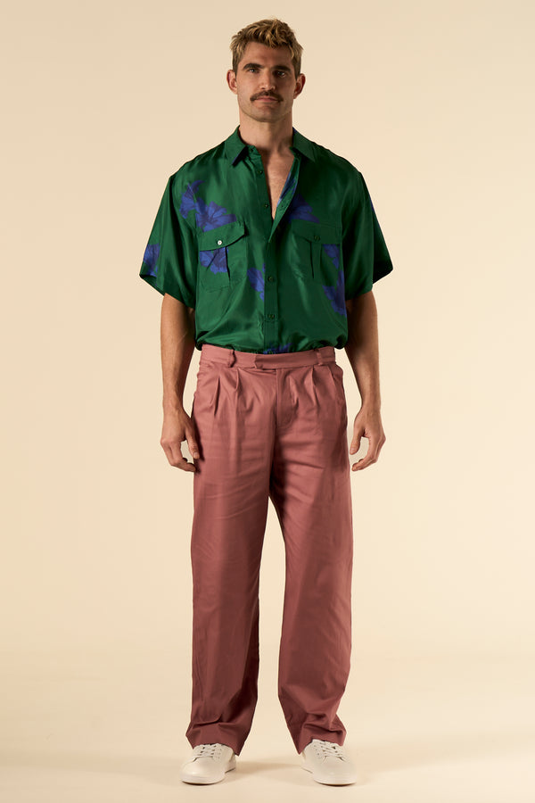 Safari Double Pocket Silk Shirt Emerald Hawaii 