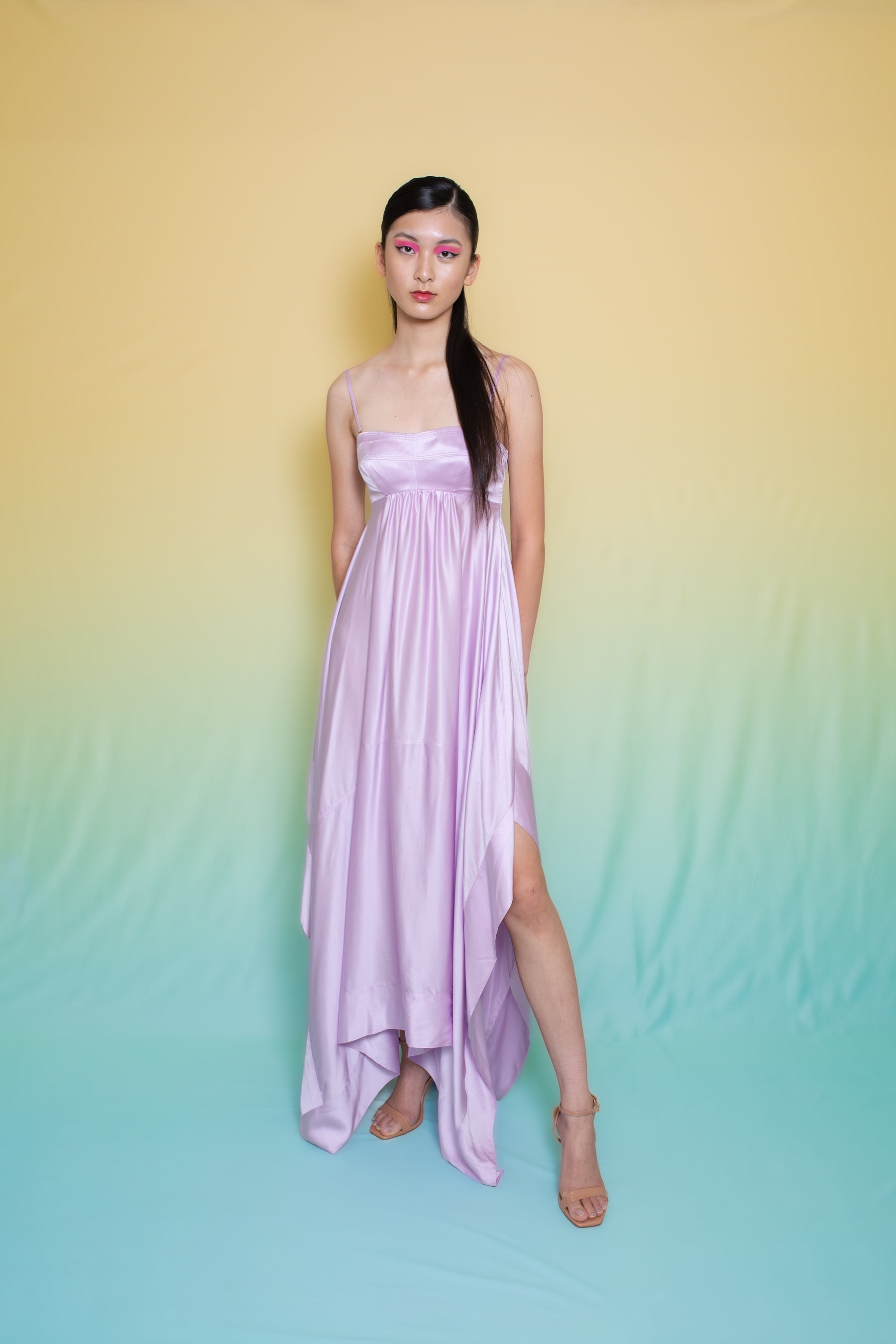 Tamaris Satin Scarf Edge Dress Pale Mauve