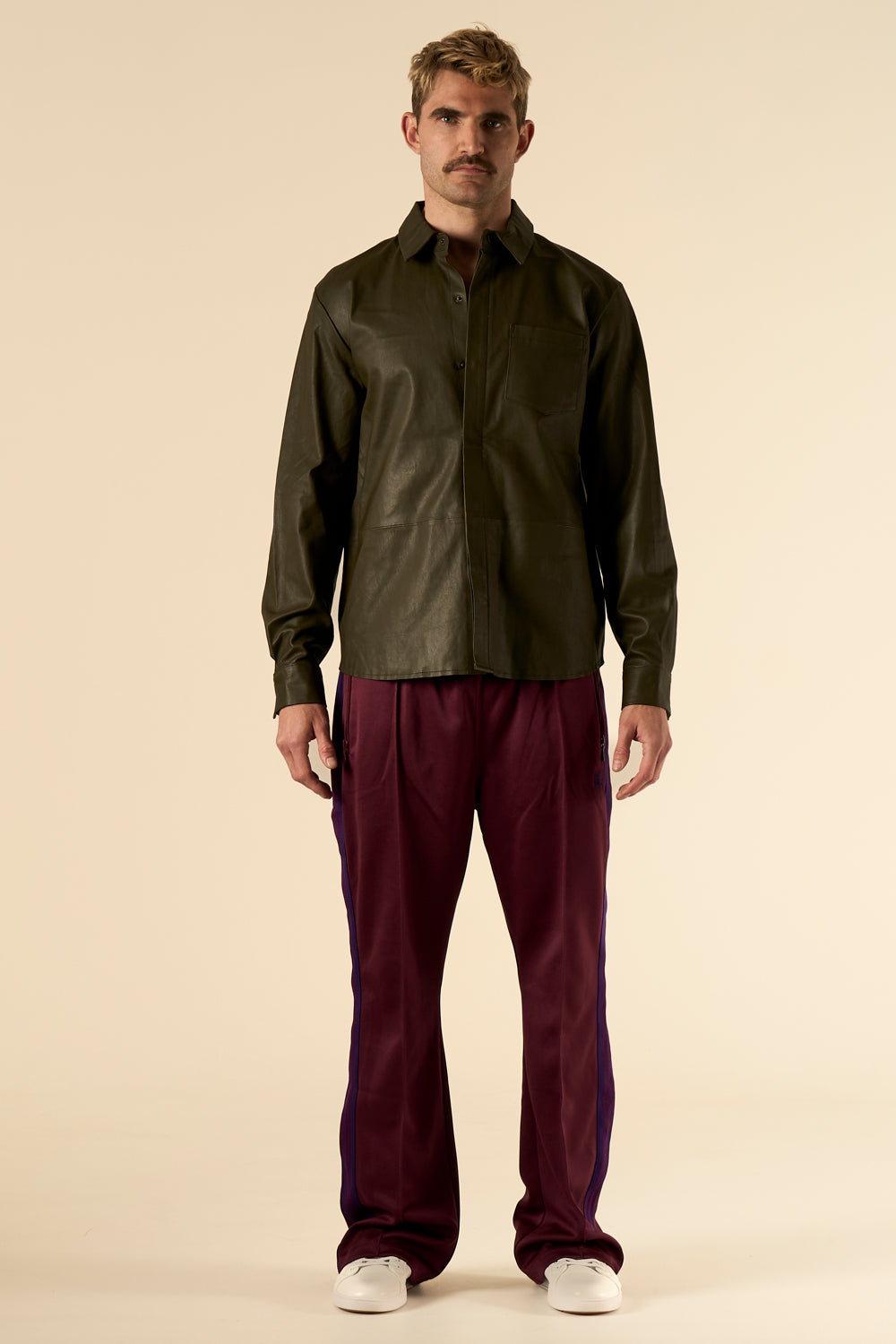 Leather Shirt Army Green 