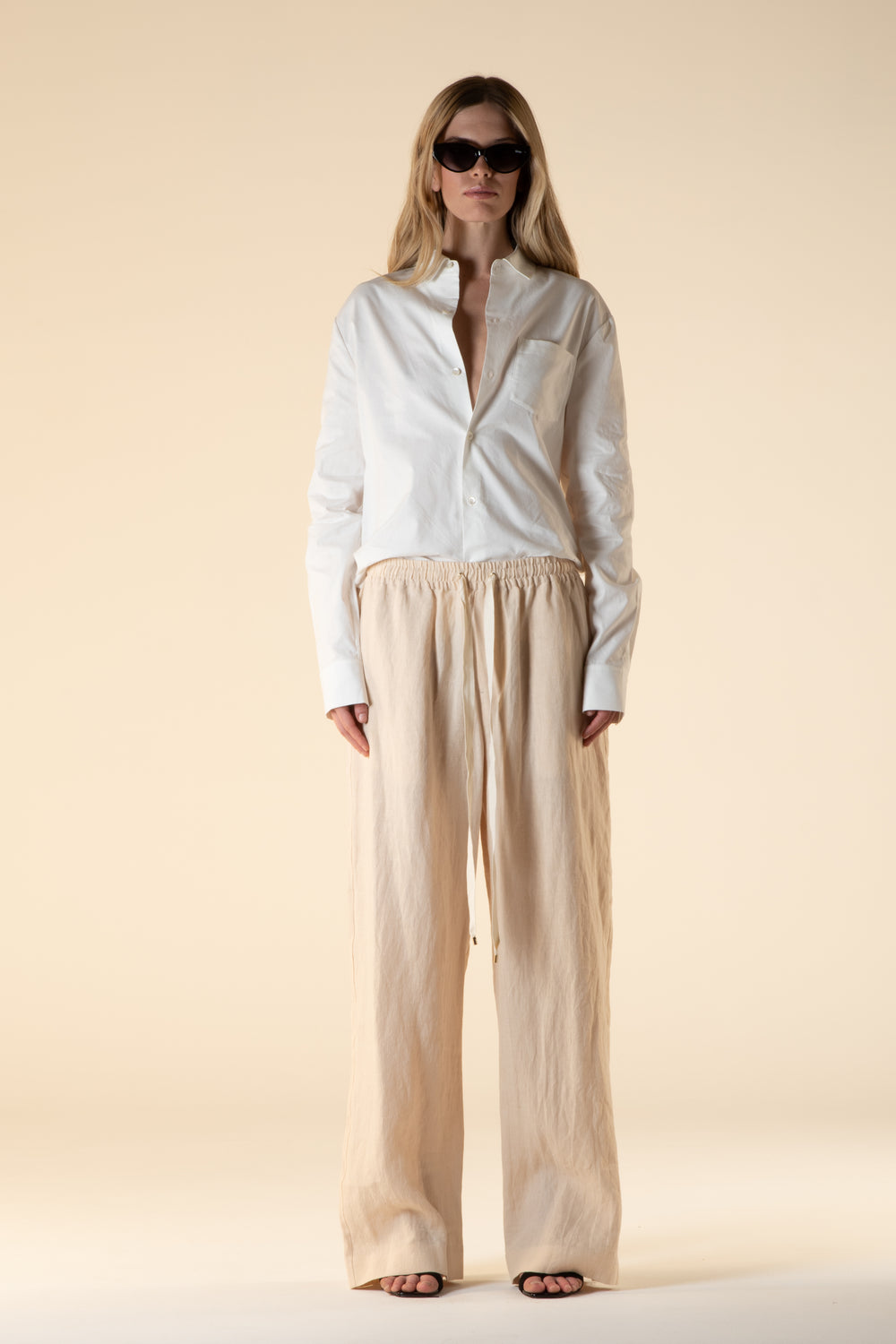 Salinas Linen Drawstring Pant Off-White 