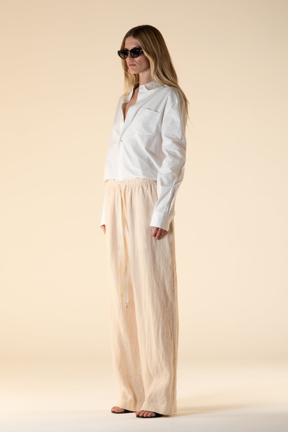 Salinas Linen Drawstring Pant Off-White 