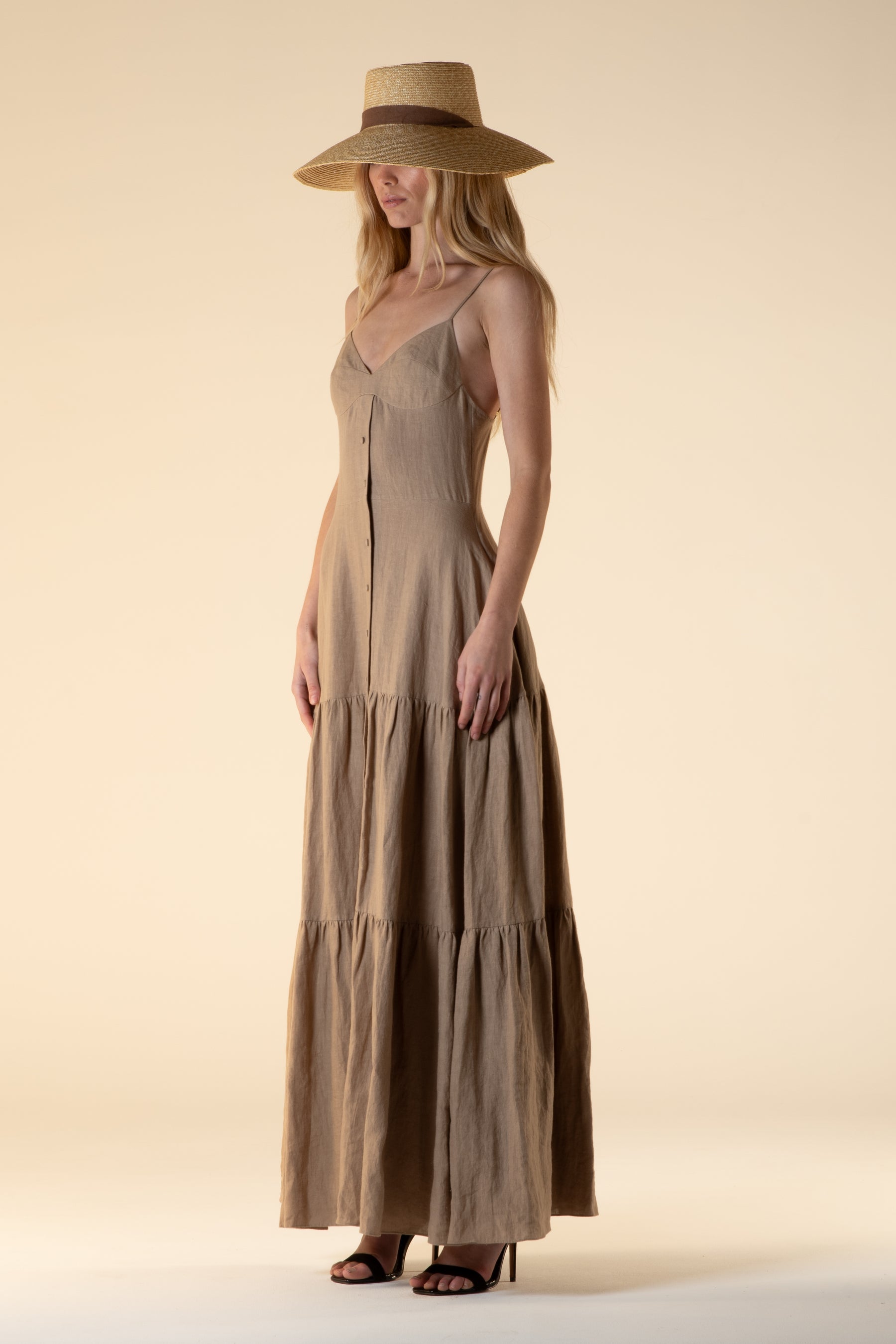 Del Rey Linen Maxi Dress Natural