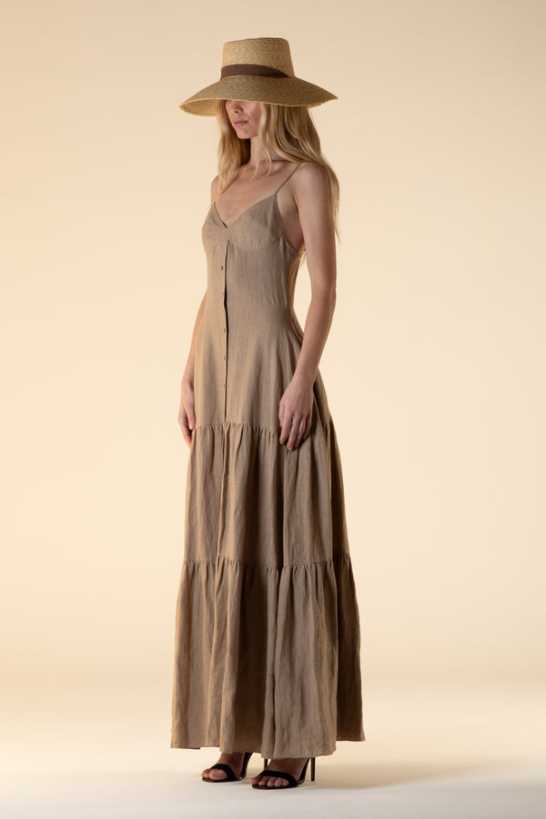 Del Rey Linen Maxi Dress Natural
