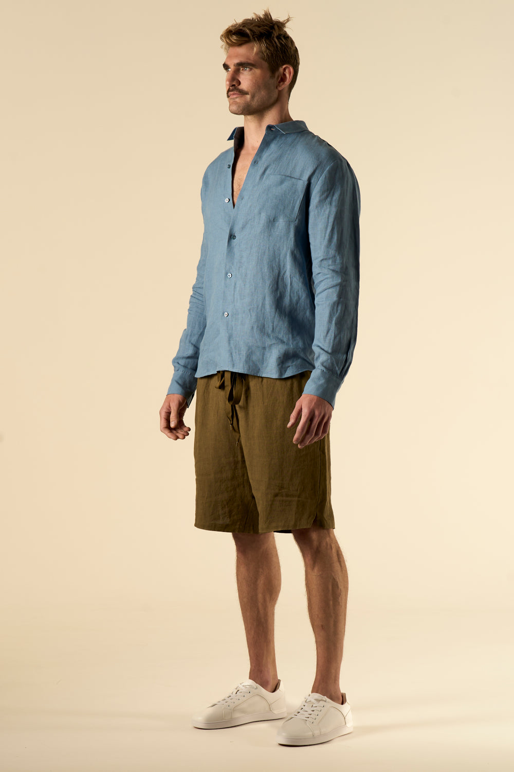 Basketball Linen Short Khaki 