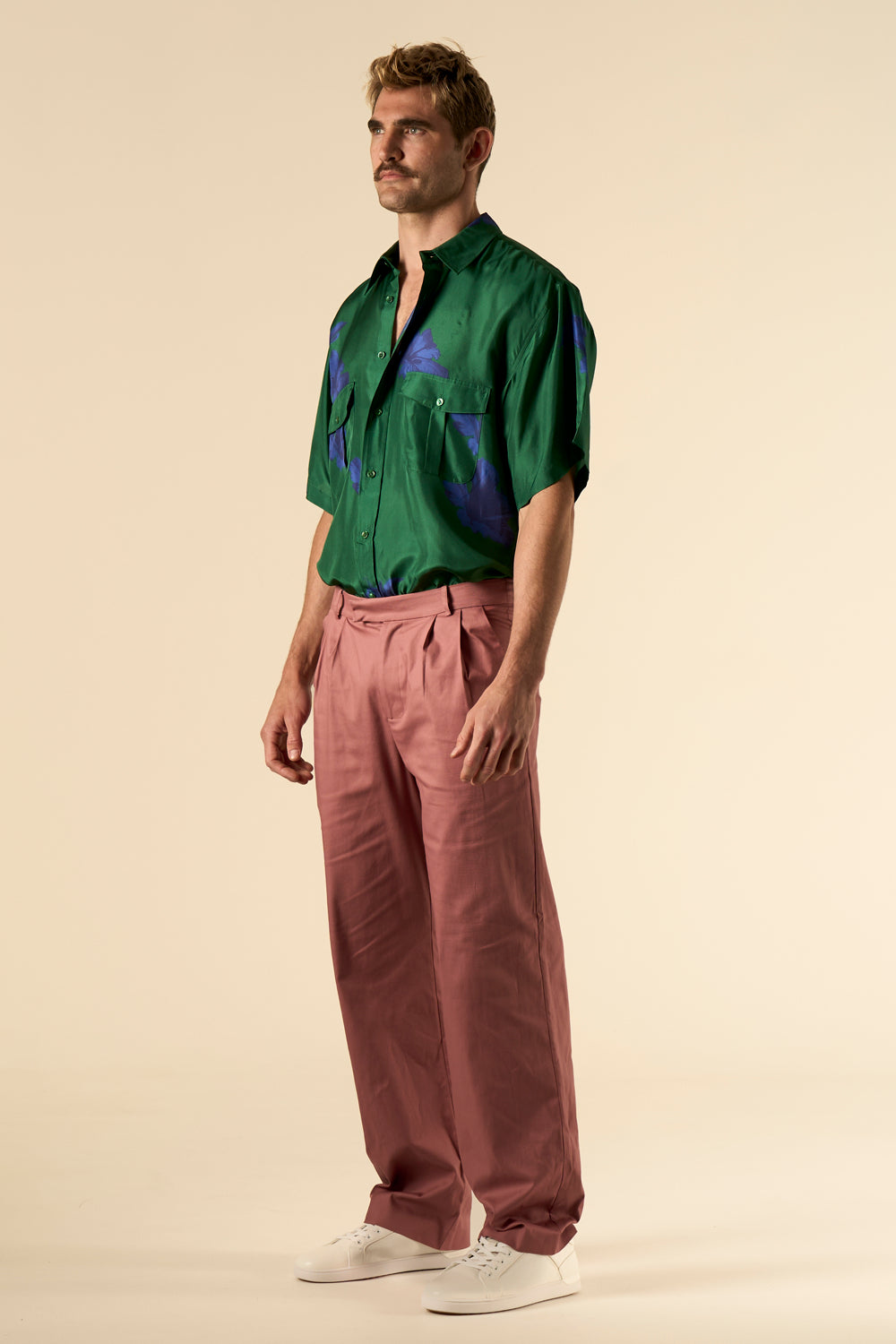 Safari Double Pocket Silk Shirt Emerald Hawaii 