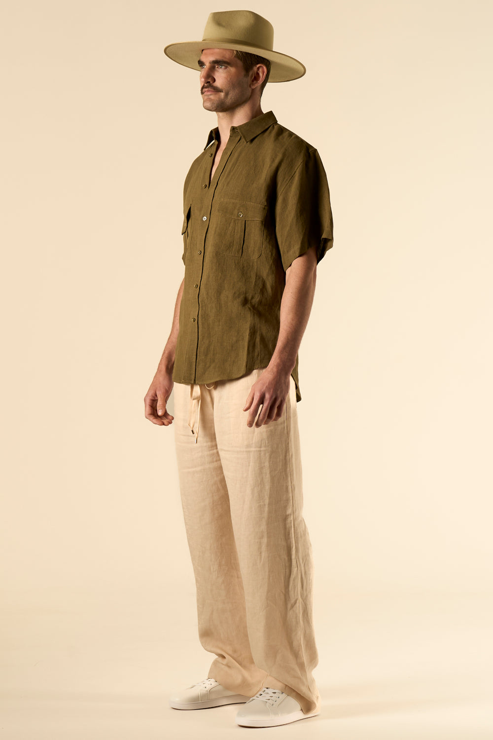 Salinas Linen Drawstring Pant Off-White 