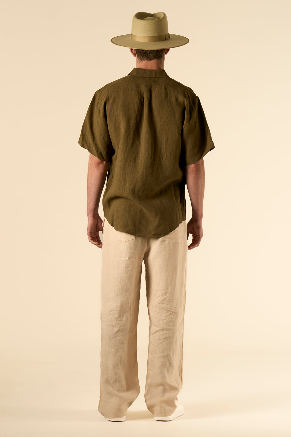 Safari Double Pocket Linen Shirt Khaki 