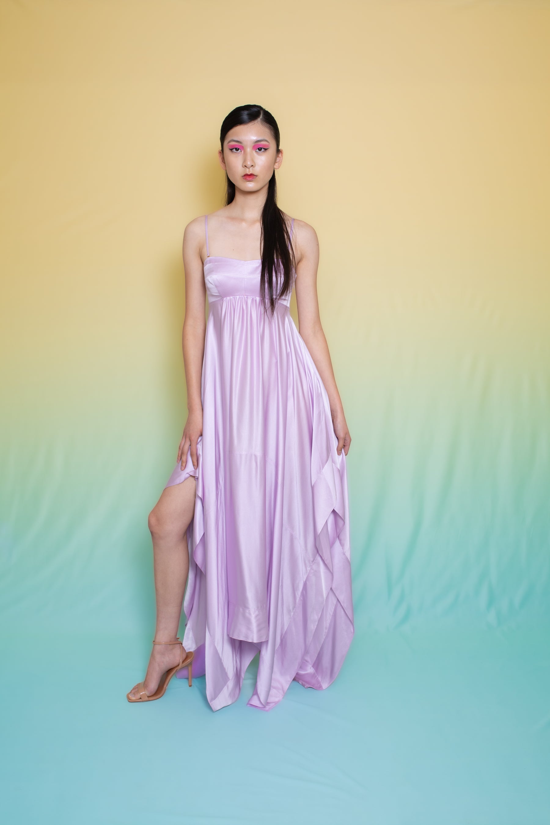 Tamaris Satin Scarf Edge Dress Pale Mauve