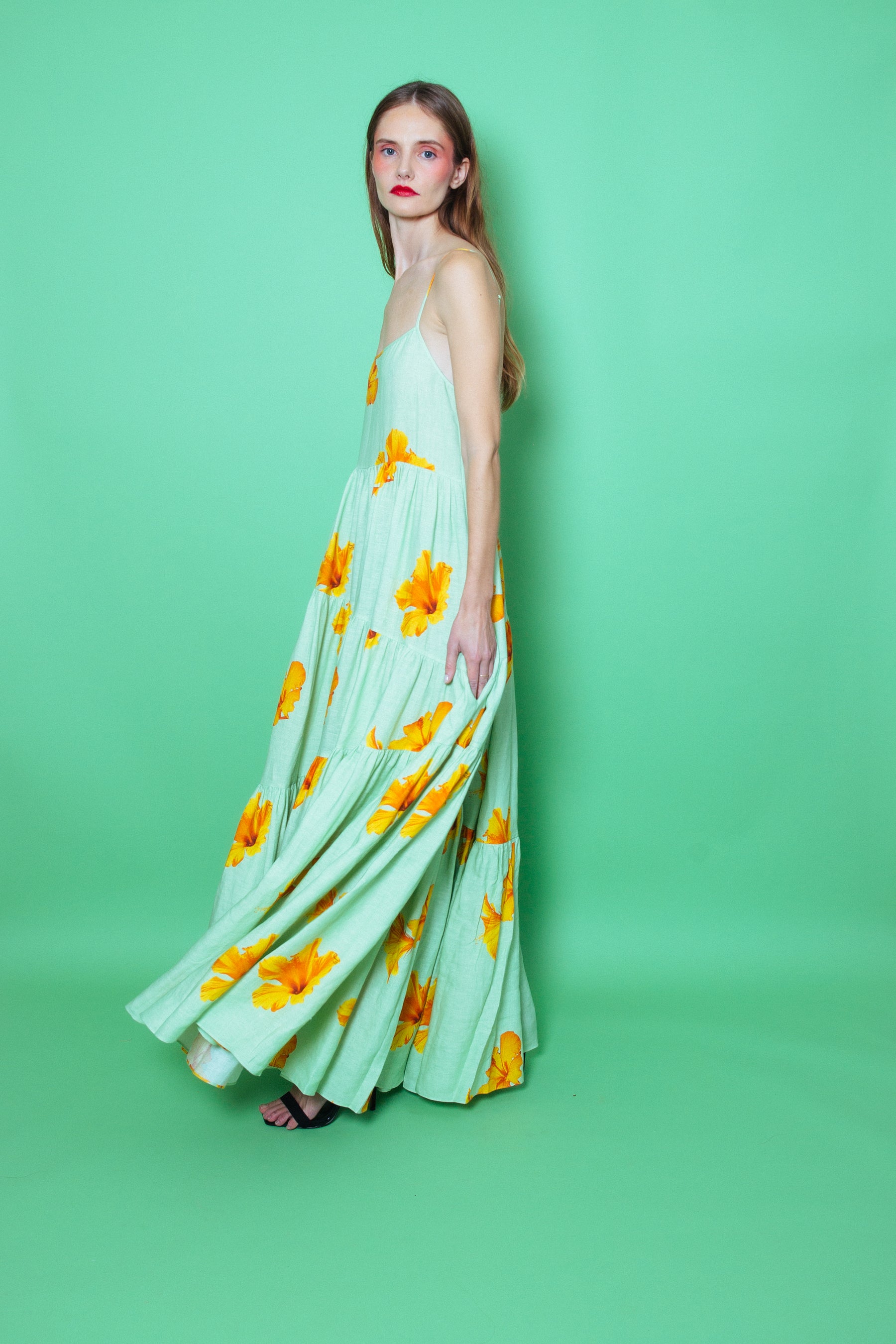Malibu Linen Maxi Dress Pistachio Hawaii