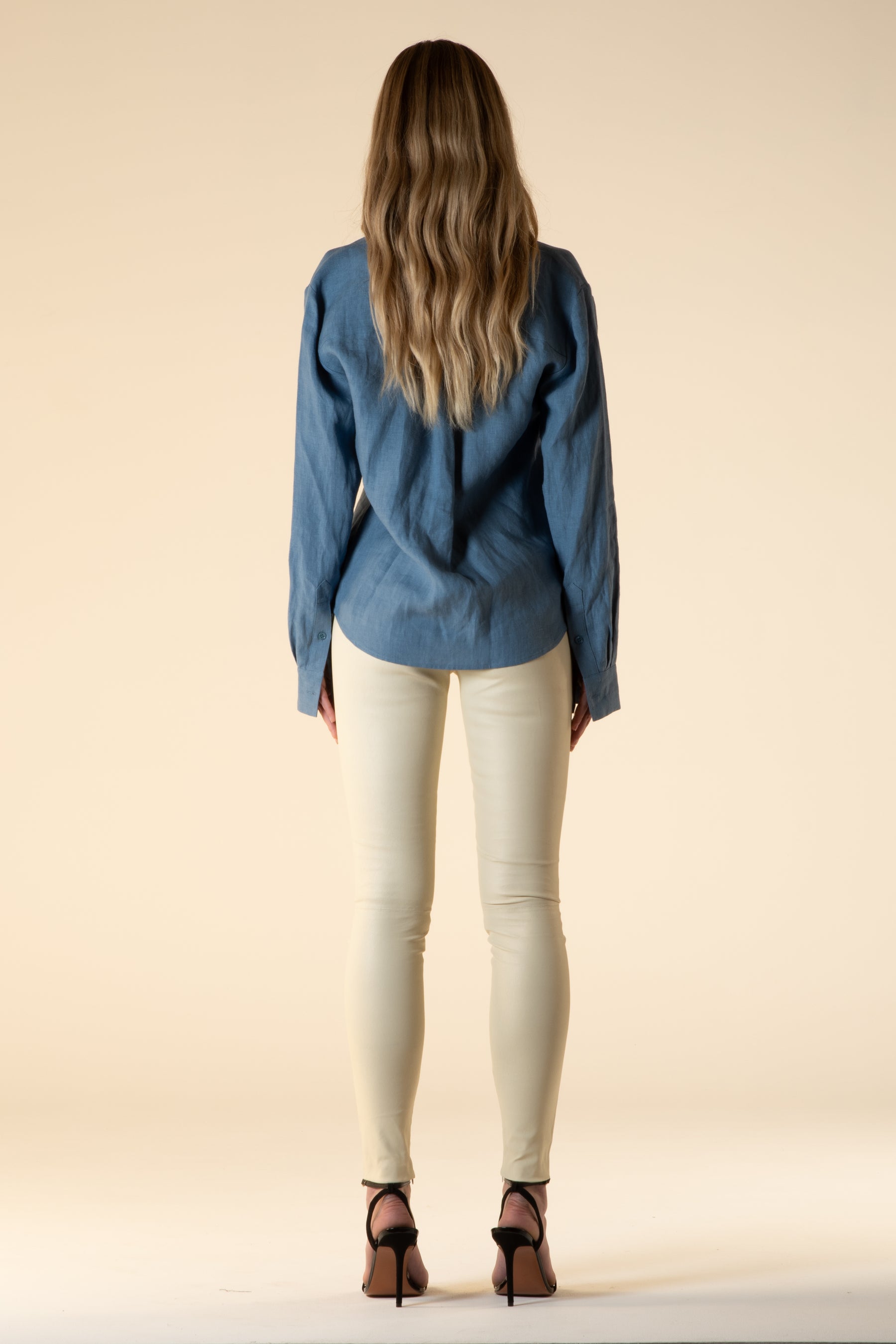 Ruben Long Sleeve Linen Shirt Blue 