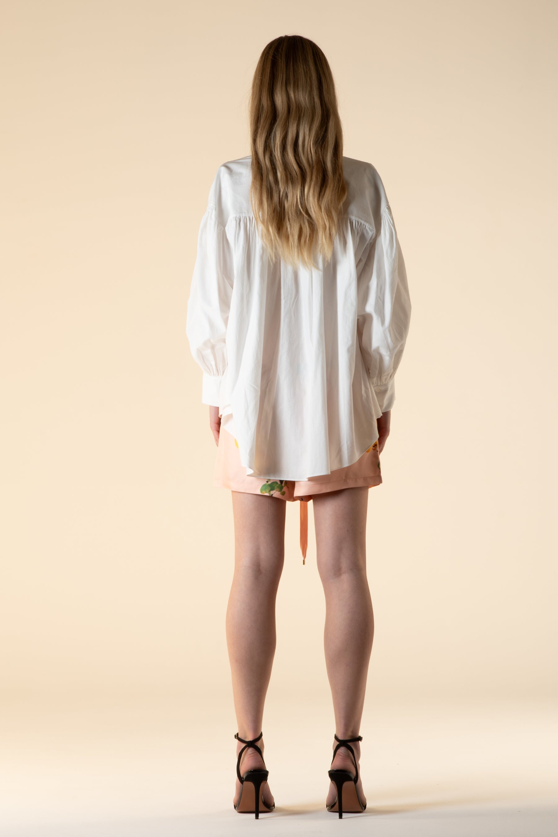 Paolo Silk Short Orange Chrysanthemum on Pink 