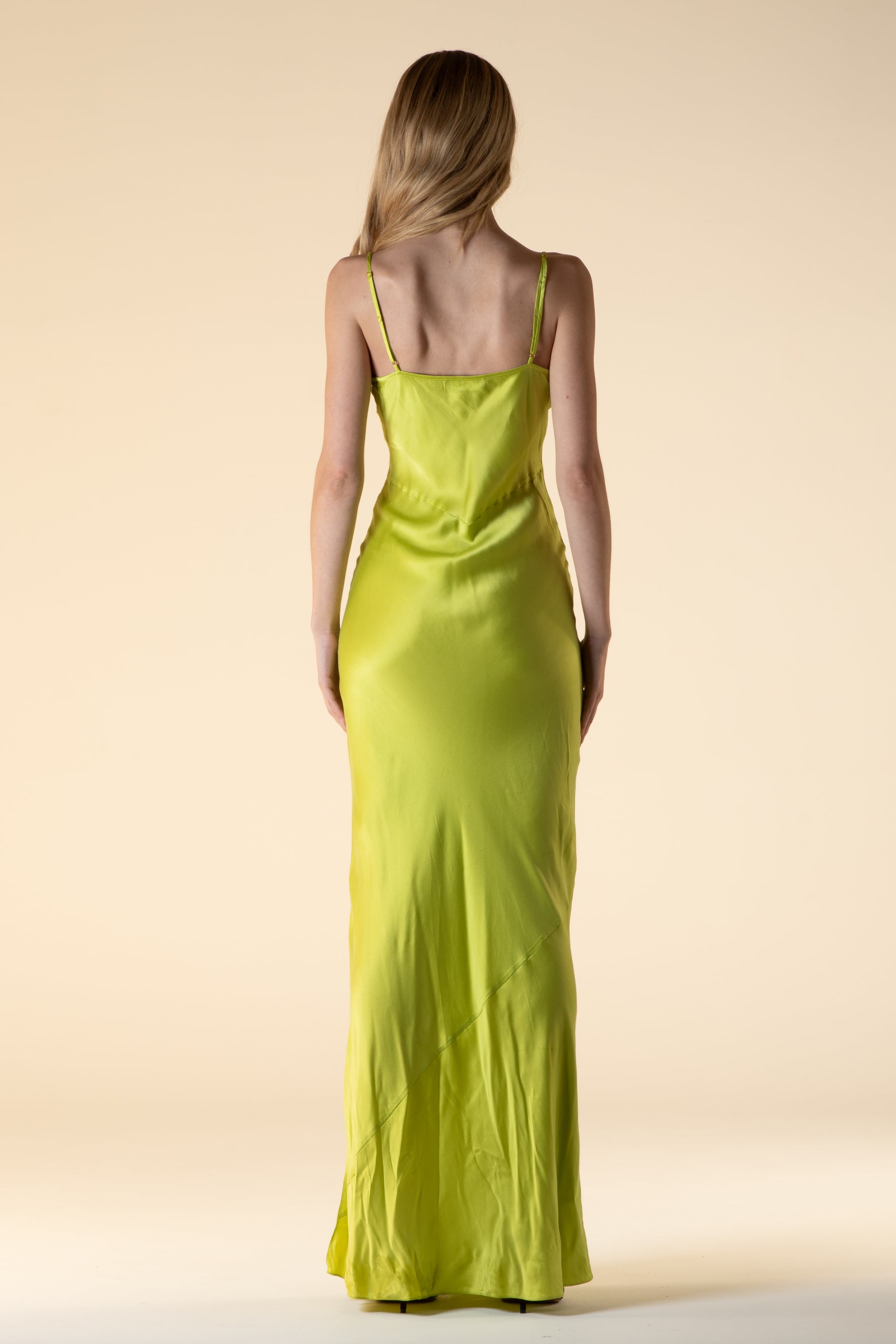 Lotus Bias Cut Silk Slip Dress Acid