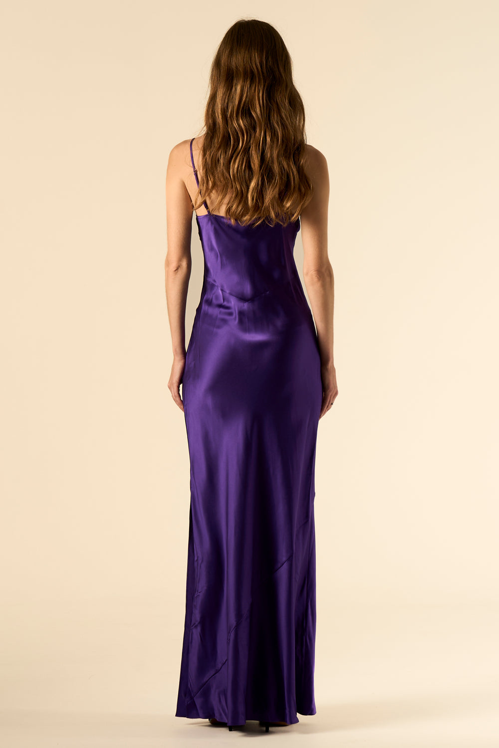 Lotus Bias Cut Silk Slip Dress Violet
