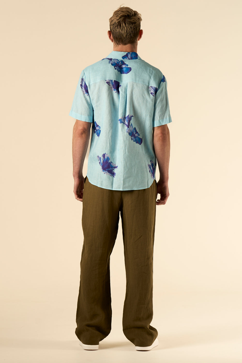 Boyfriend Linen Shirt Pale Blue Hawaii 