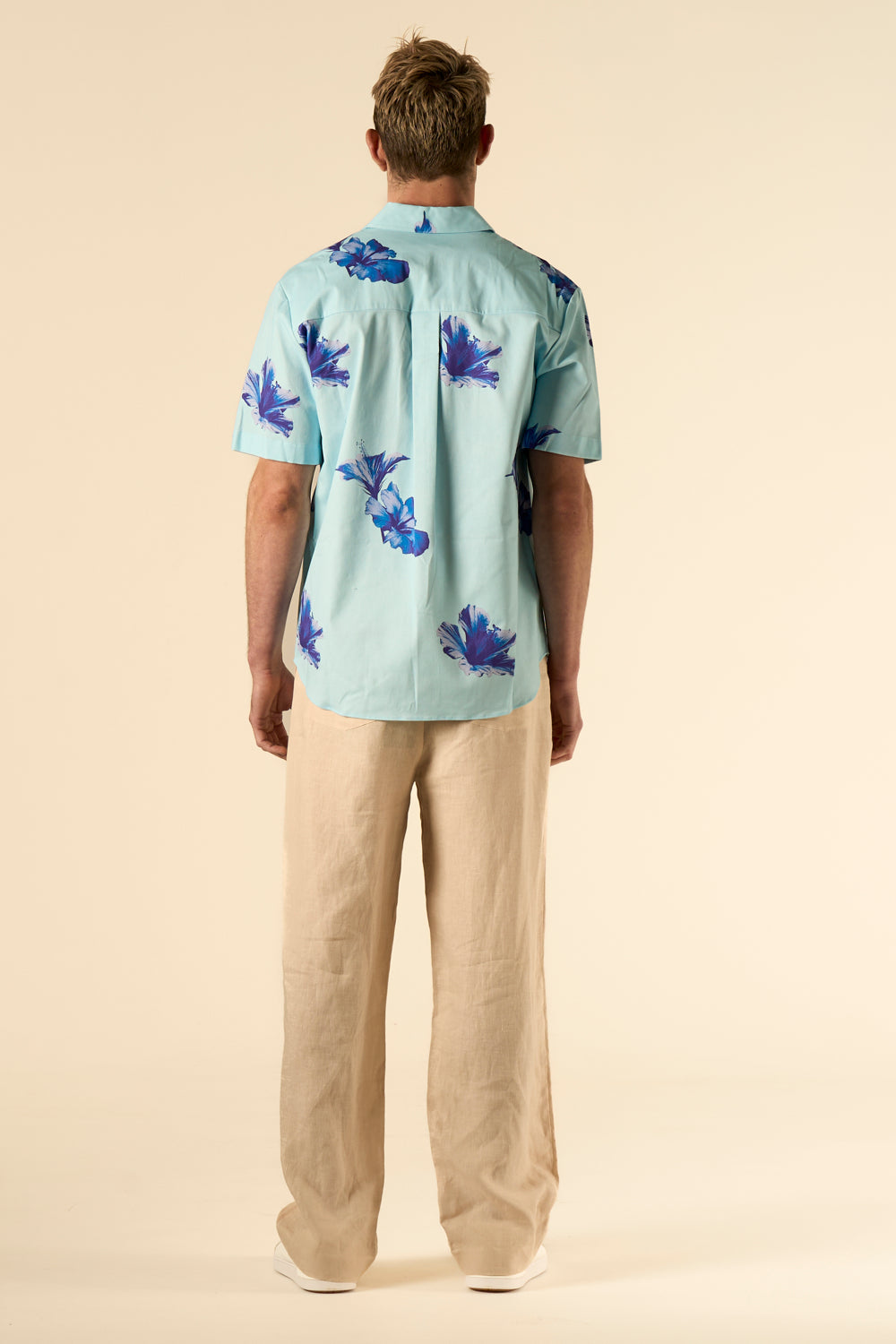 Boyfriend Cotton Shirt Pale Blue Hawaii 