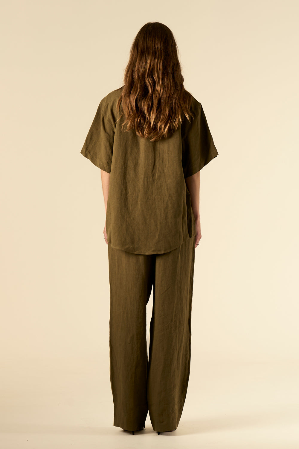 Safari Double Pocket Linen Shirt Khaki 