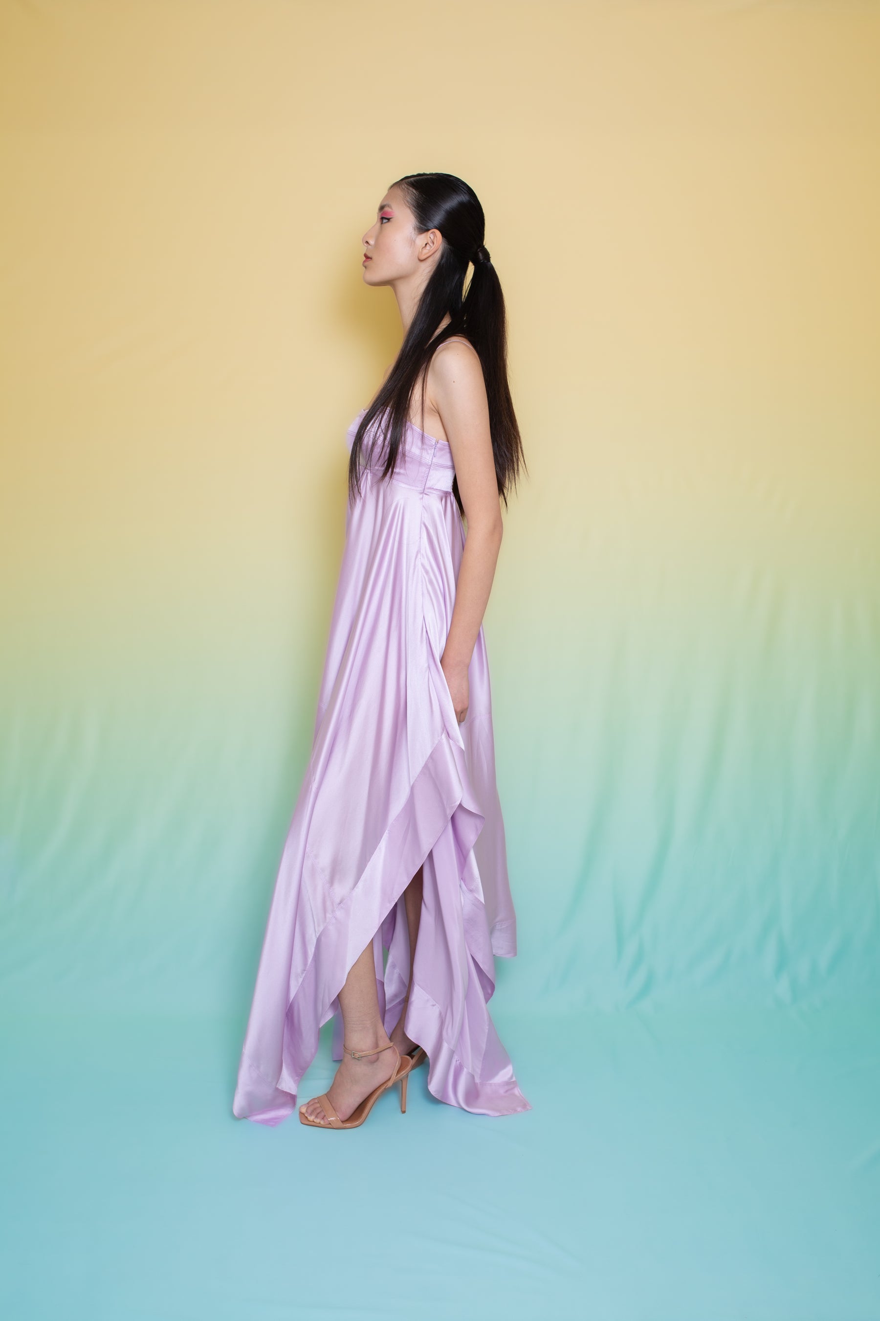 Tamaris Satin Scarf Edge Dress Pale Mauve