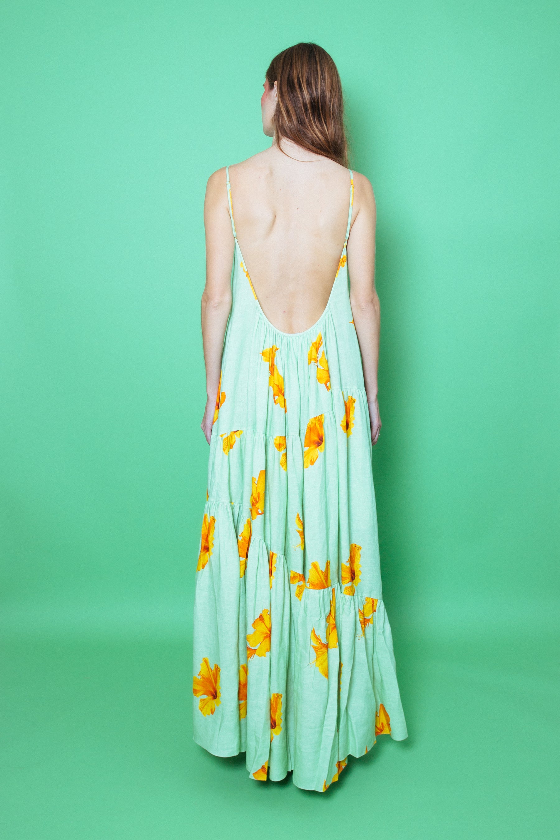 Malibu Linen Maxi Dress Pistachio Hawaii
