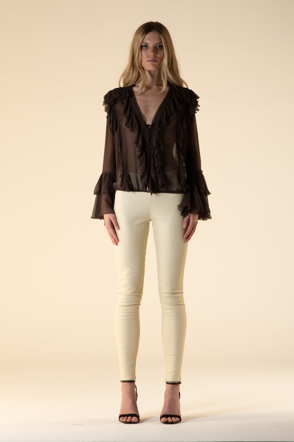 Leather Stretch Leggings Ivory 