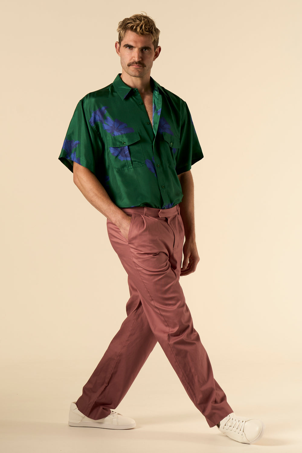 Safari Double Pocket Silk Shirt Emerald Hawaii 