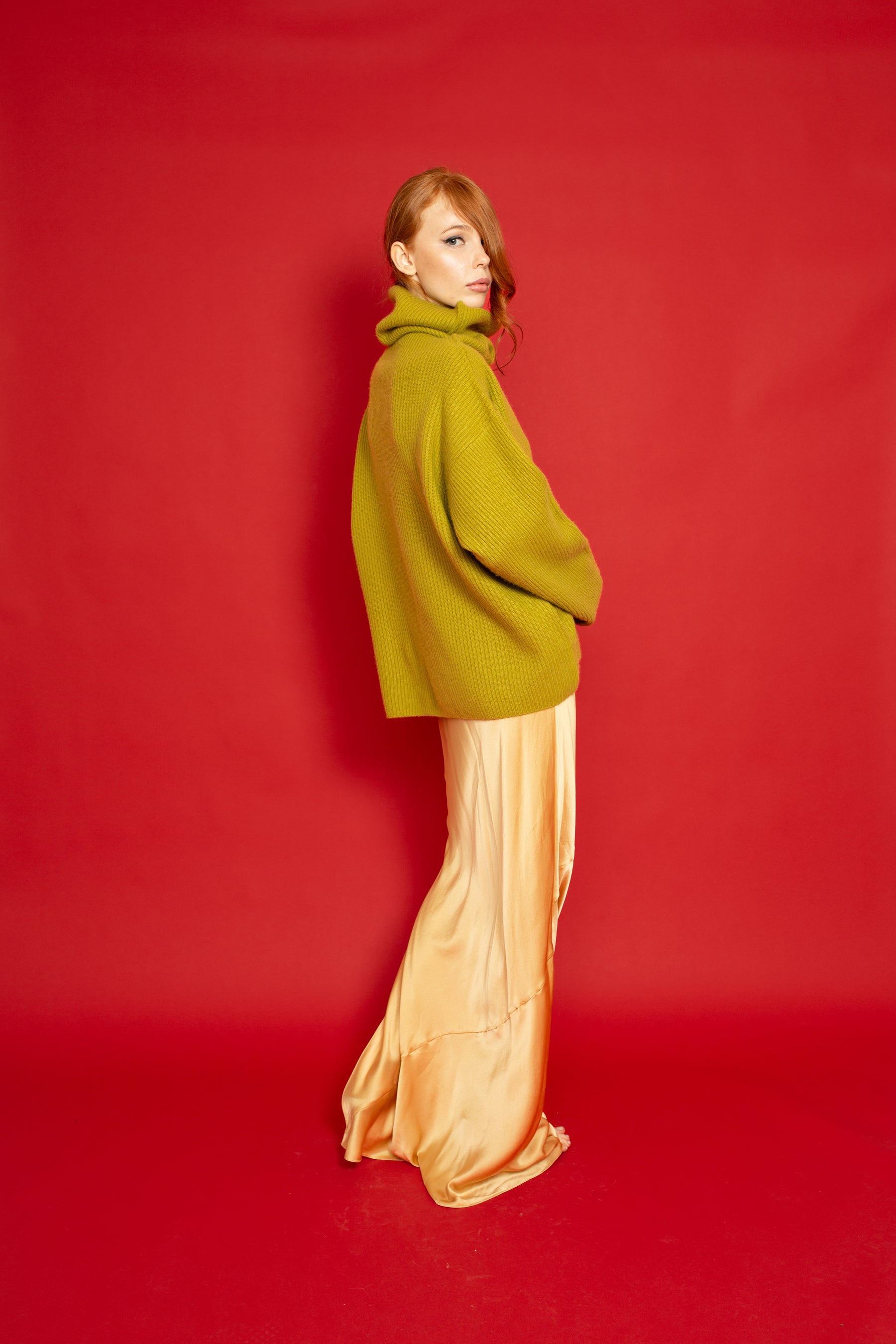 Lotus Bias Cut Silk Slip Dress Champagne