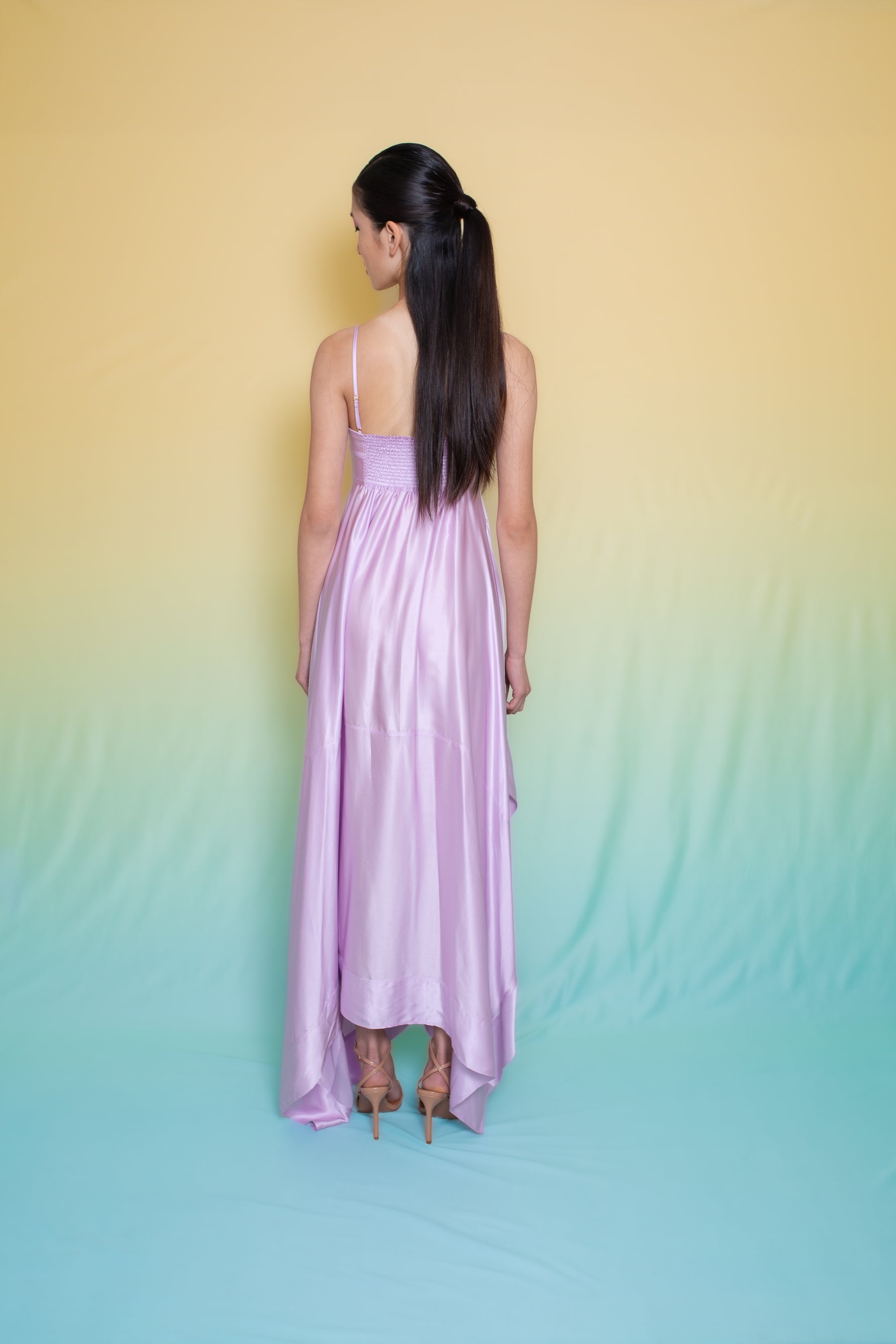 Tamaris Satin Scarf Edge Dress Pale Mauve