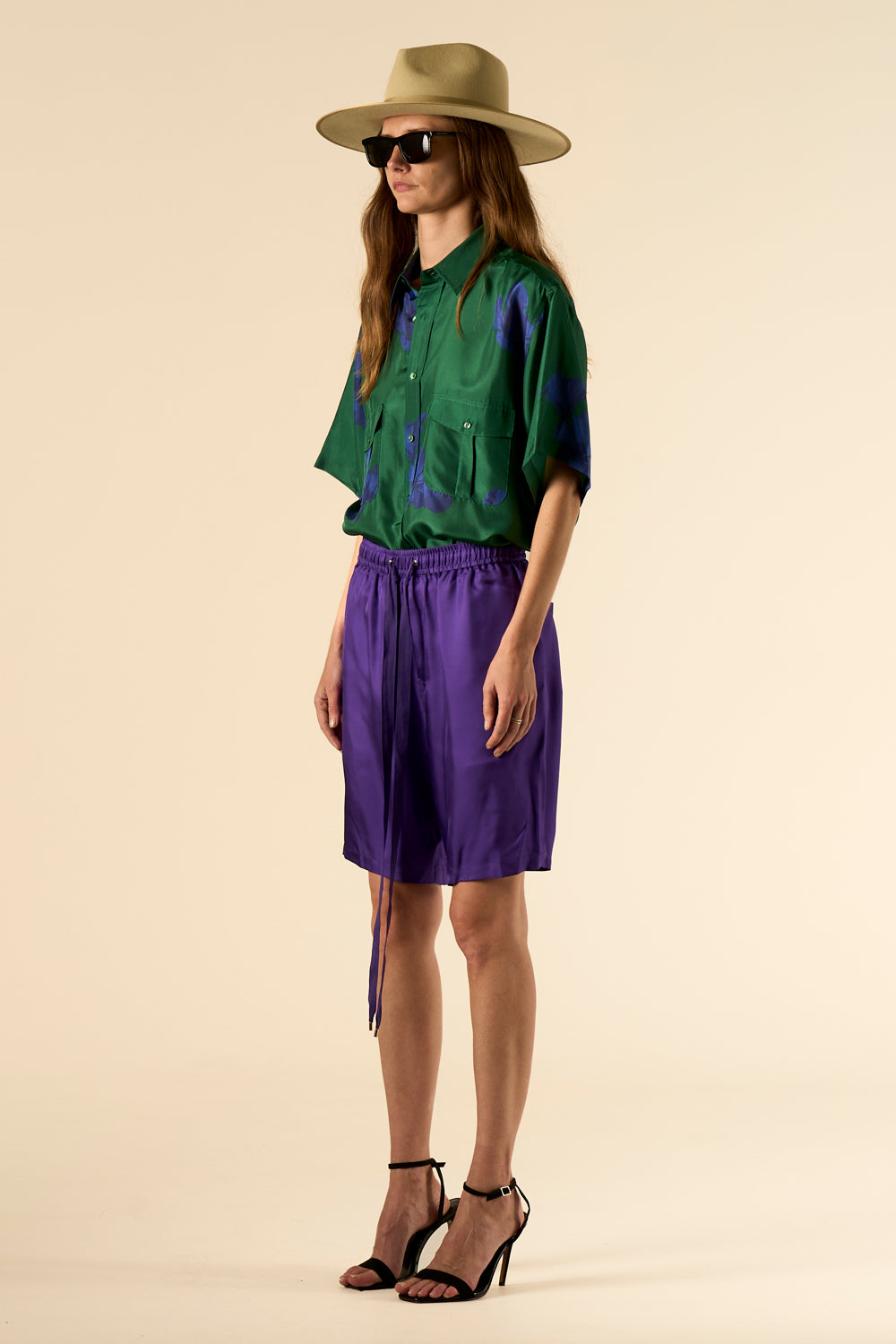 Safari Double Pocket Silk Shirt Emerald Hawaii 