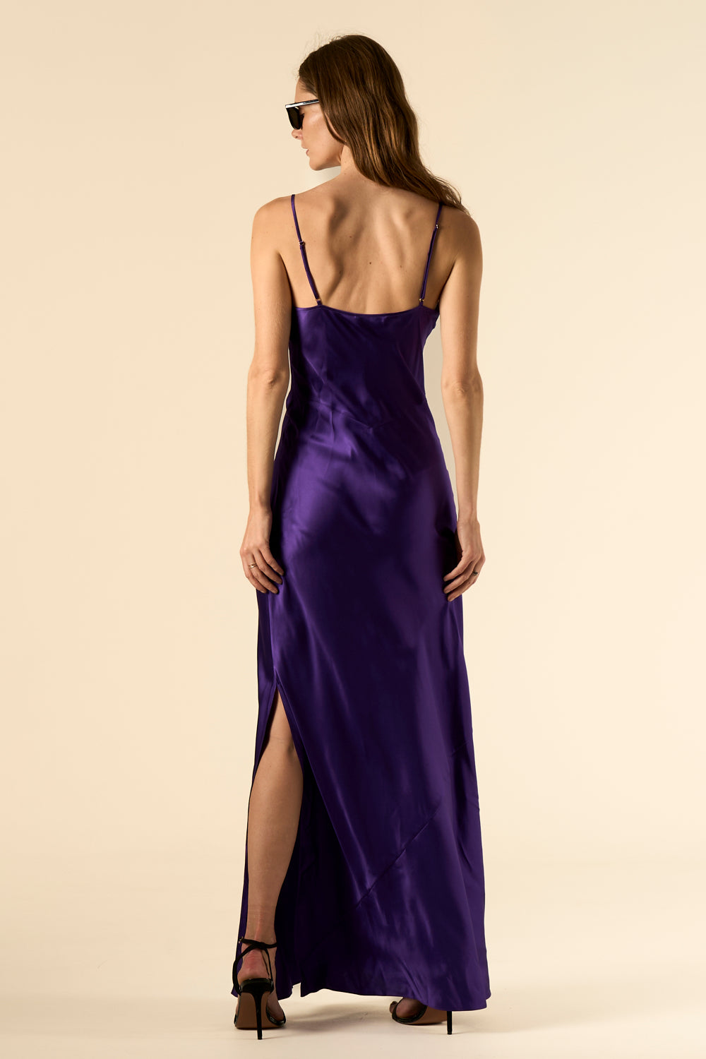 Lotus Bias Cut Silk Slip Dress Violet
