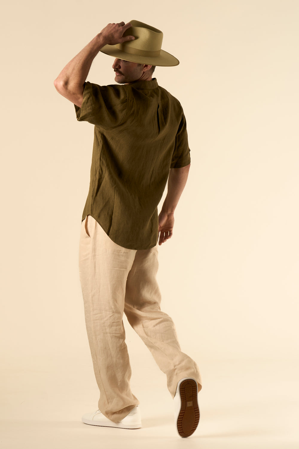 Safari Double Pocket Linen Shirt Khaki 