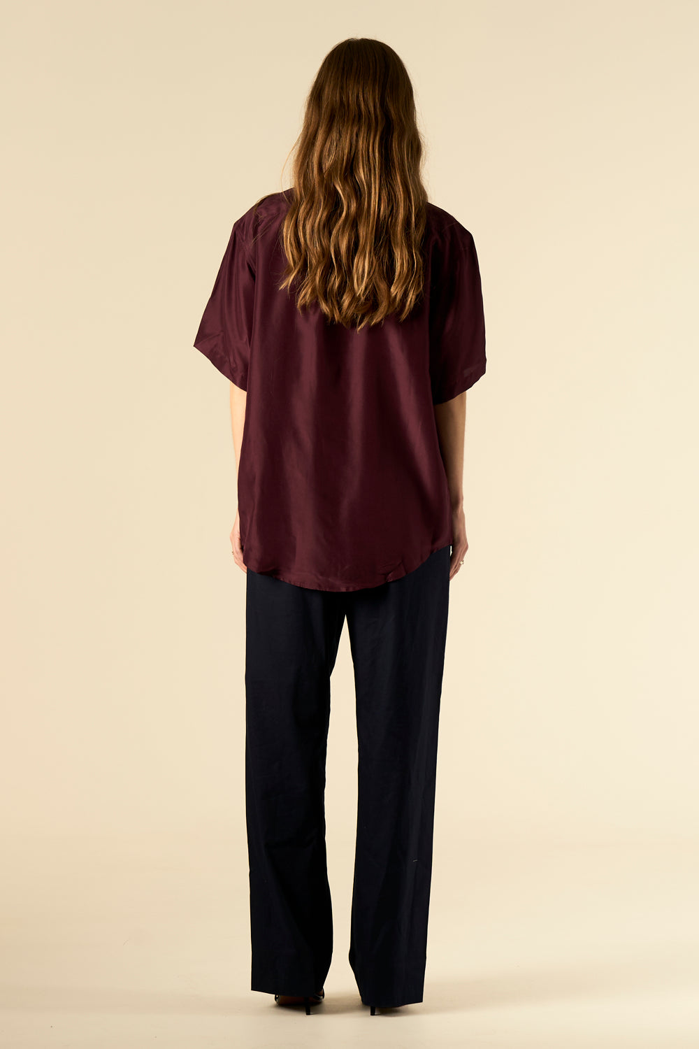 Safari Double Pocket Silk Shirt Burgundy 