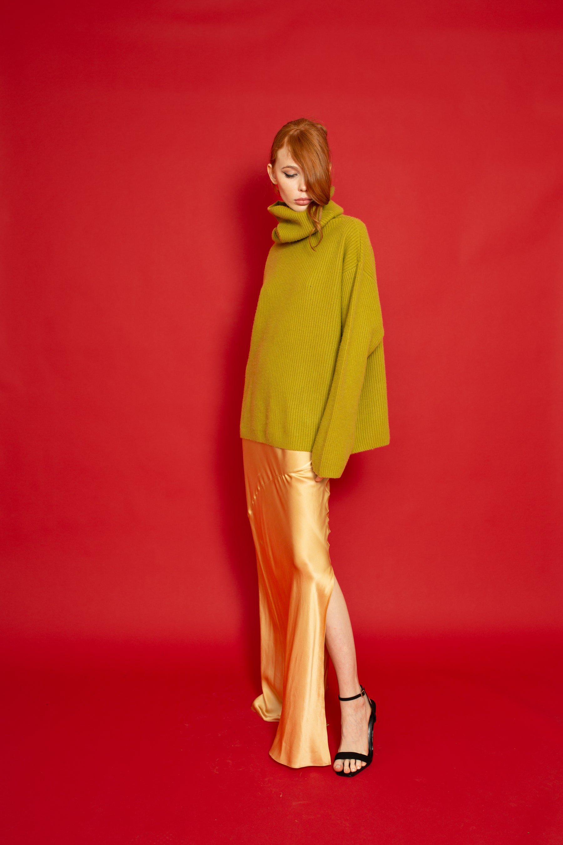 Lotus Bias Cut Silk Slip Dress Champagne