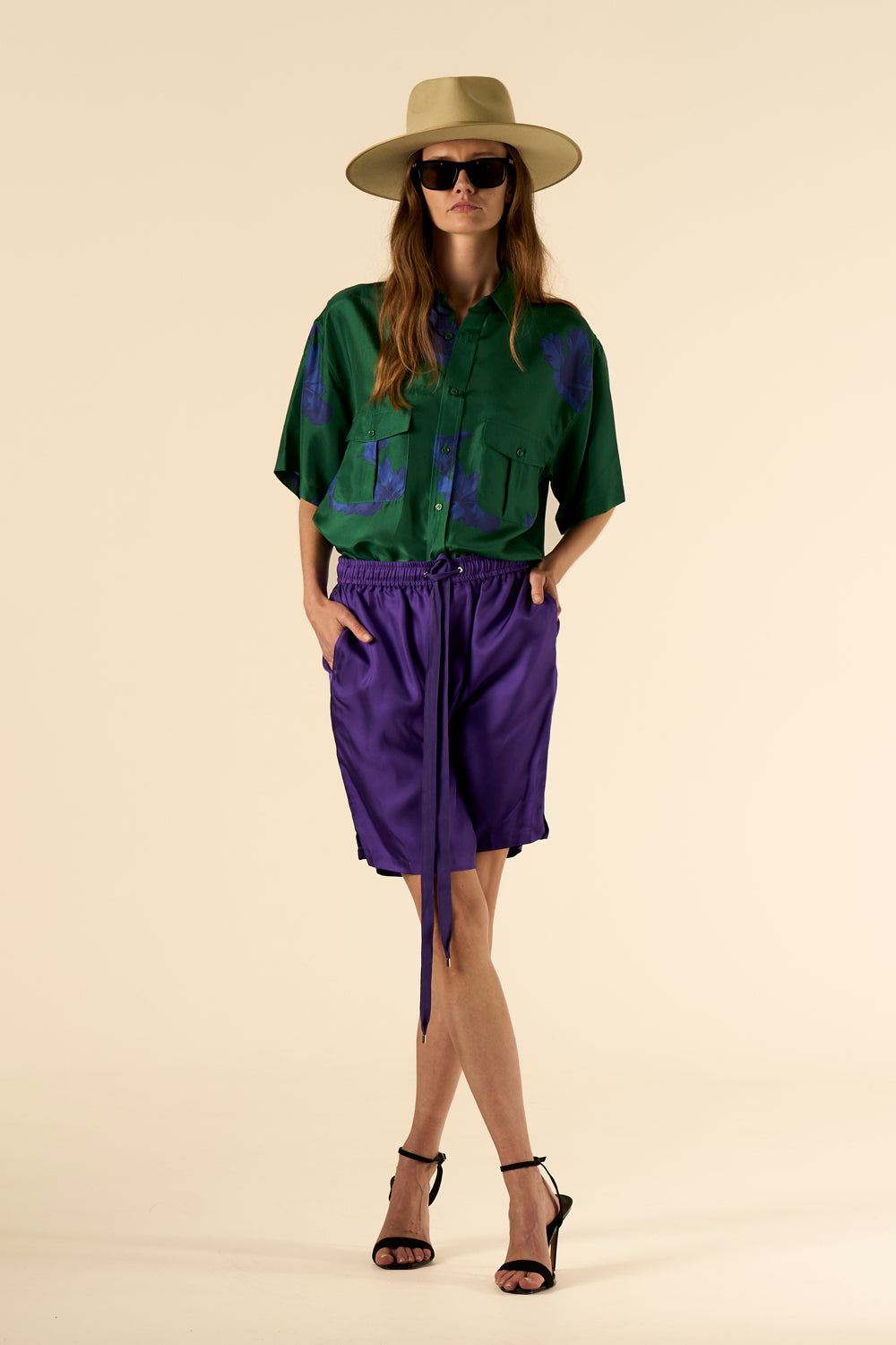 Safari Double Pocket Silk Shirt Emerald Hawaii 