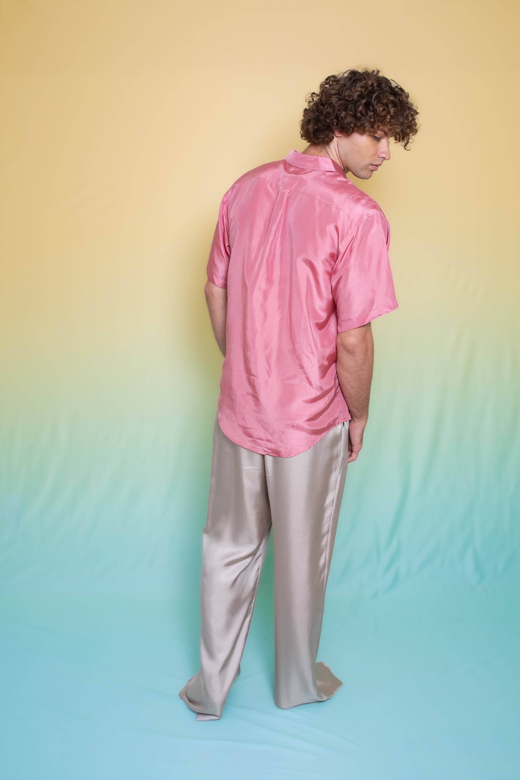 Safari Double Pocket Silk Shirt Peach 