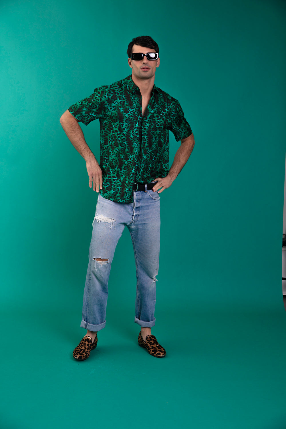 jaguar dress shirt Jaguar Skin print shirt in BLACK/WHITE