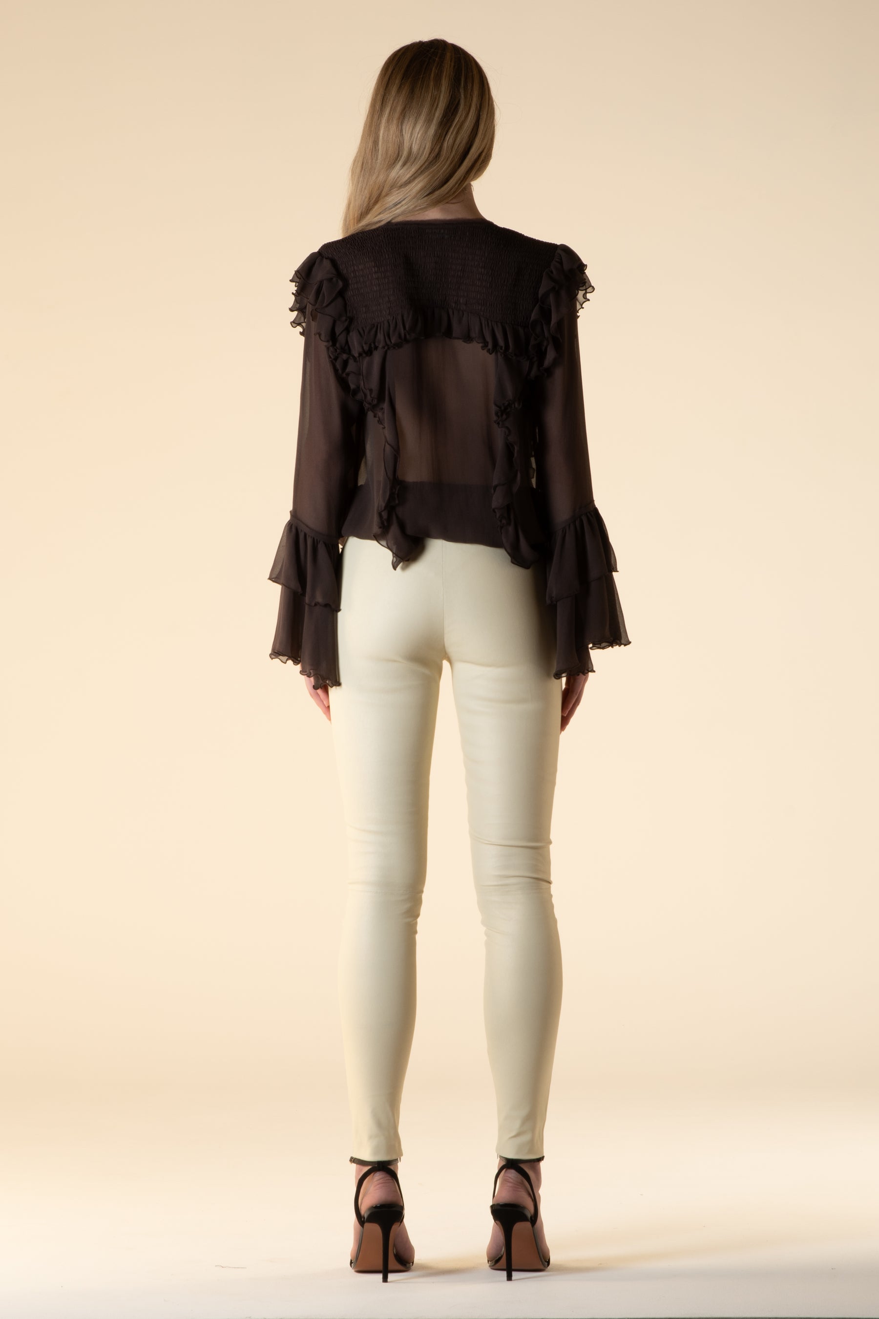 Leather Stretch Leggings Ivory 