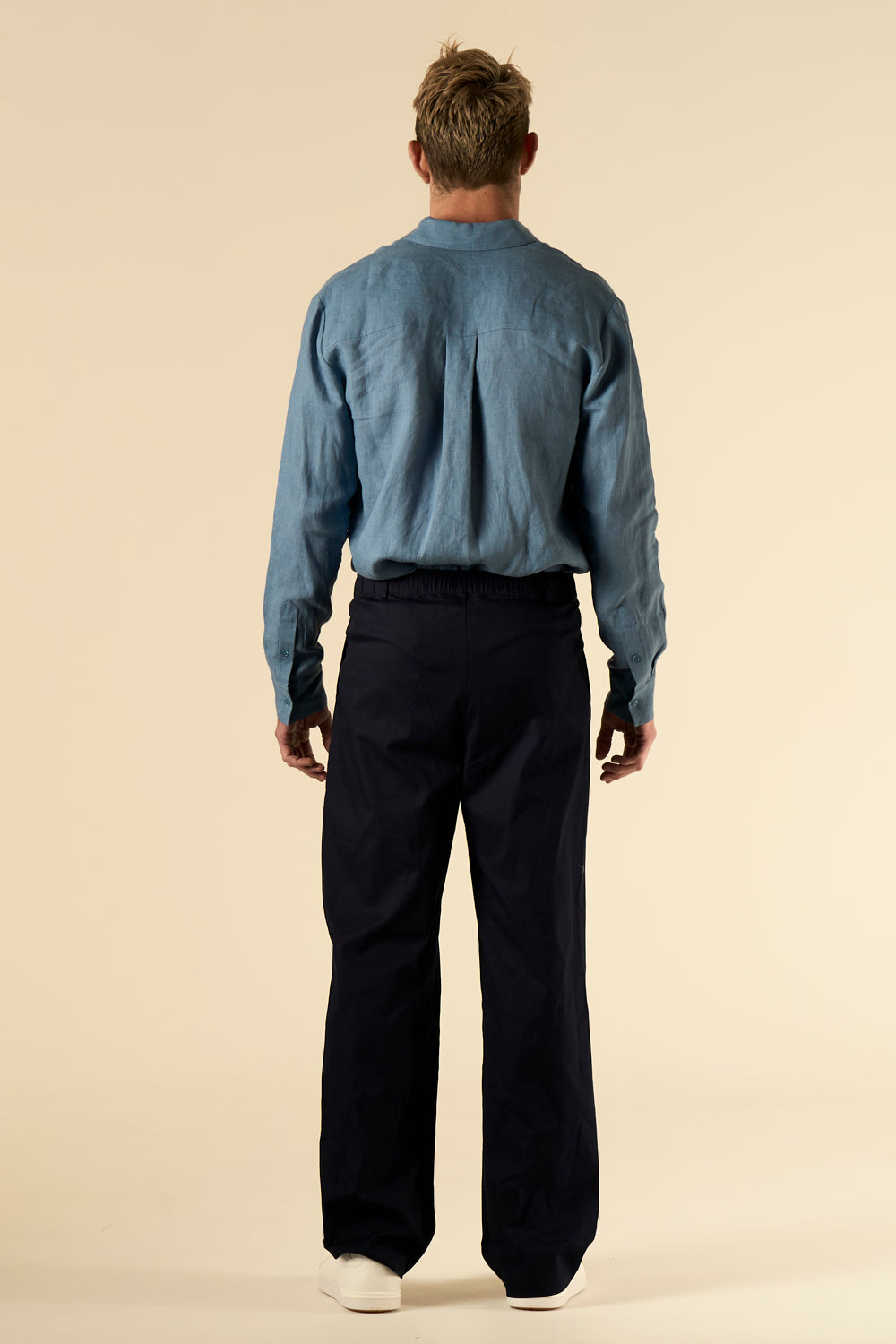 Ruben Long Sleeve Linen Shirt Blue 