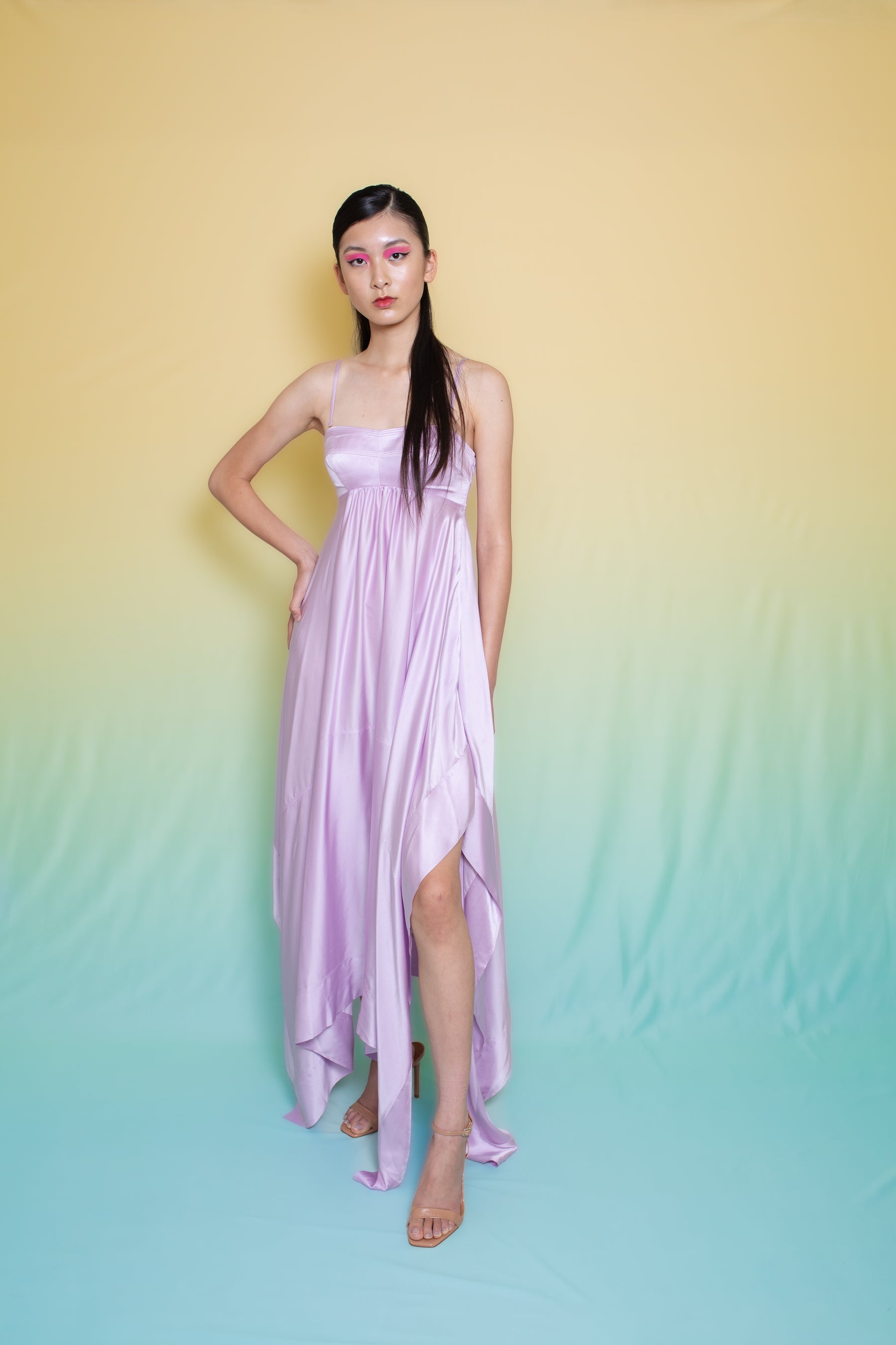 Tamaris Satin Scarf Edge Dress Pale Mauve