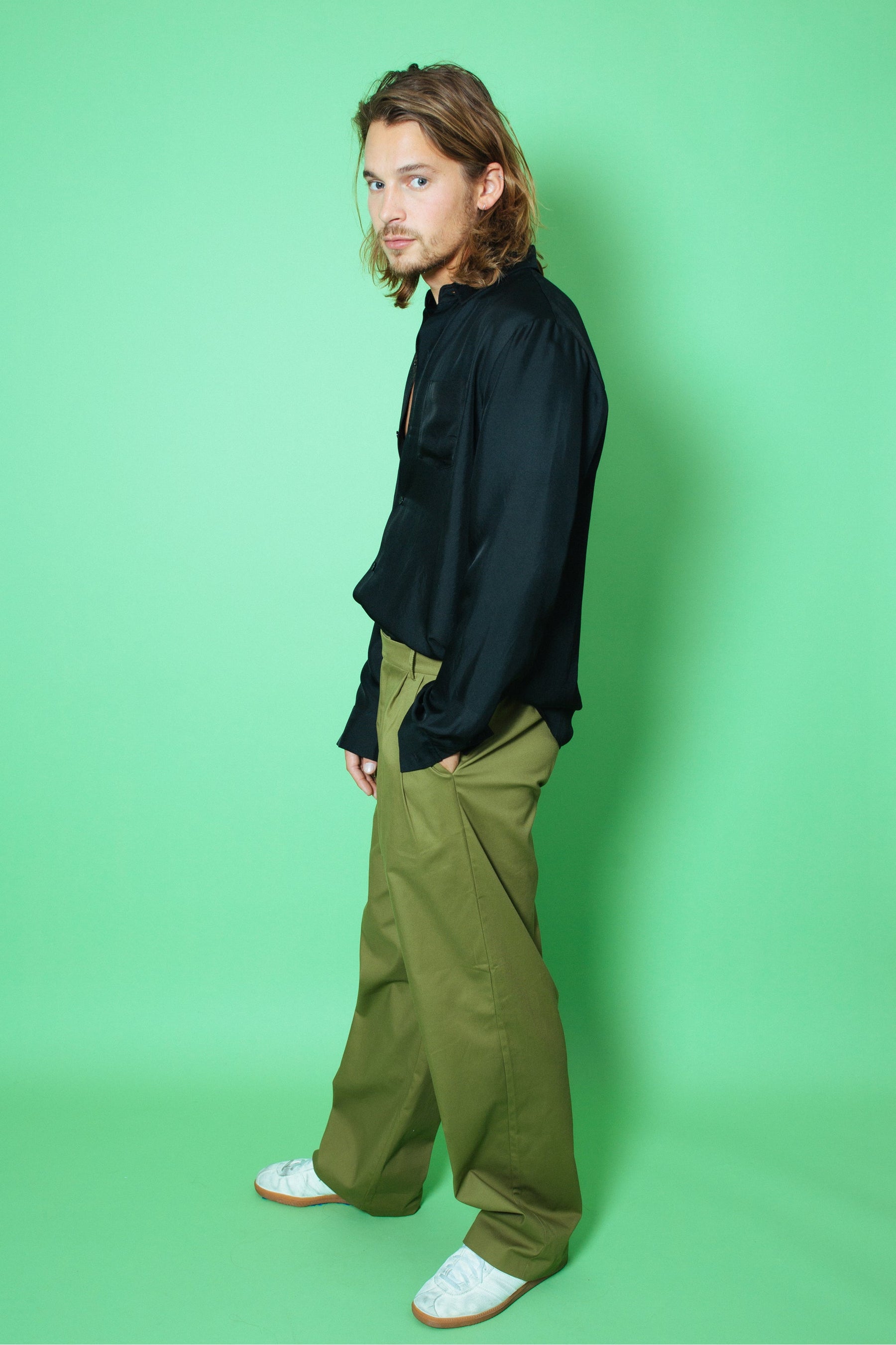 Ruben Long Sleeve Silk Shirt Black 