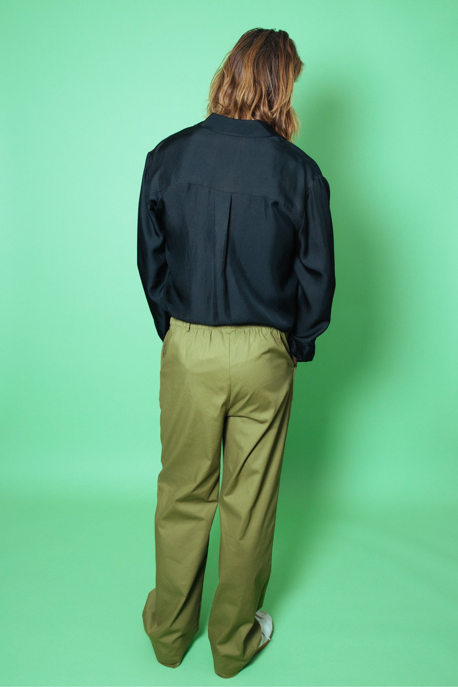 Ruben Long Sleeve Silk Shirt Black 