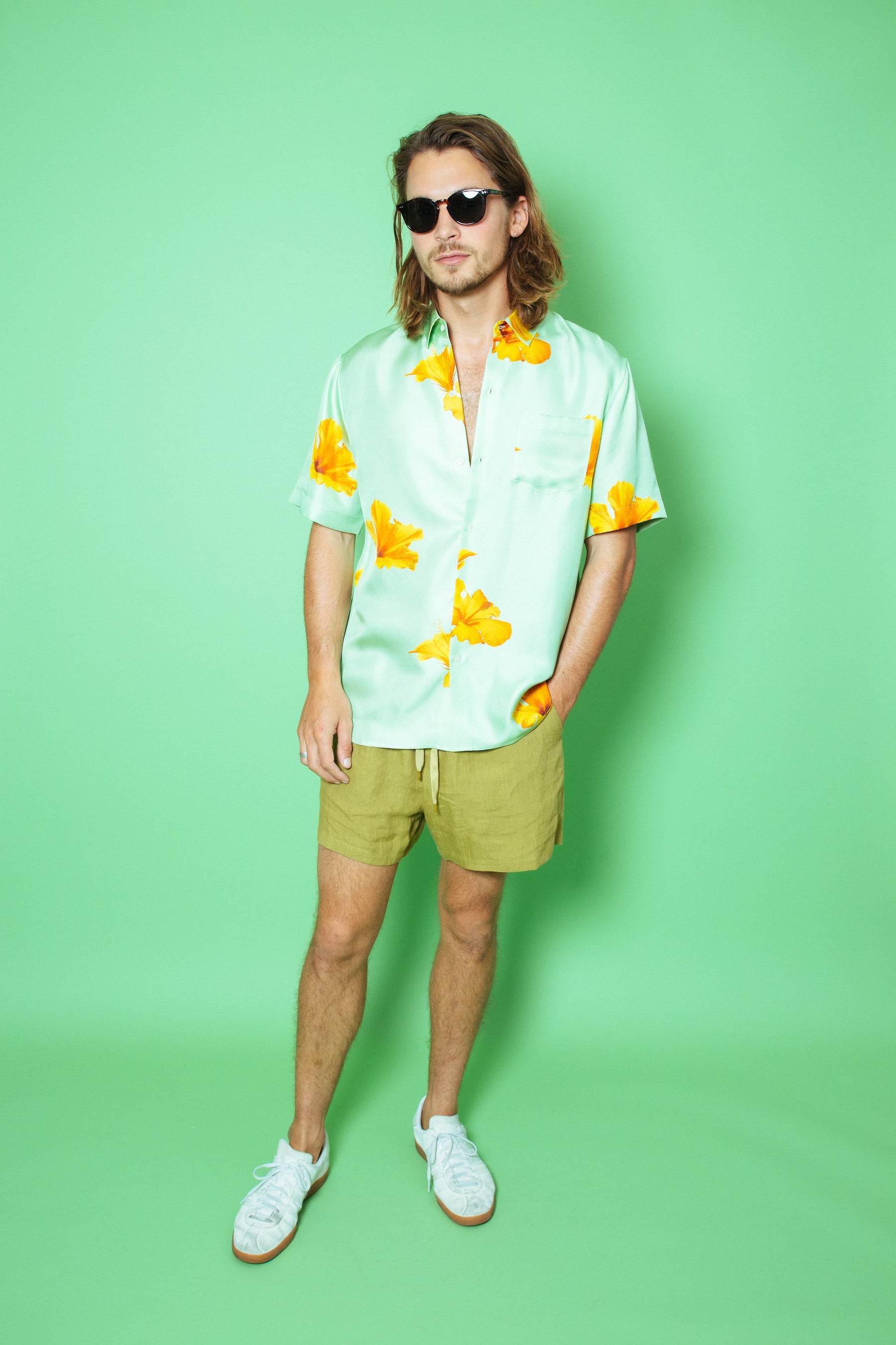 Boyfriend Silk Shirt Pistachio Hawaii 