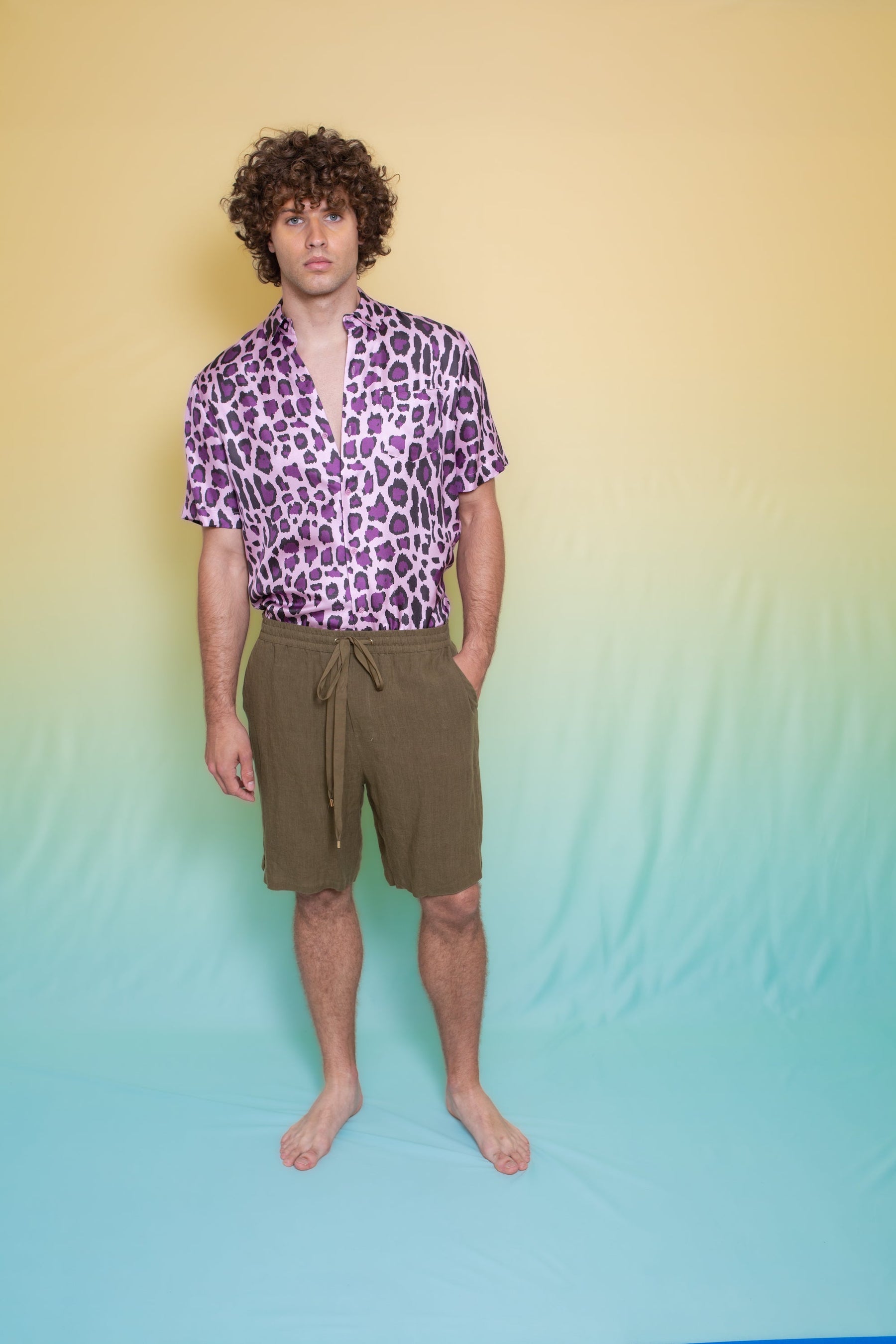 Boyfriend Silk Shirt Violet Jaguar 