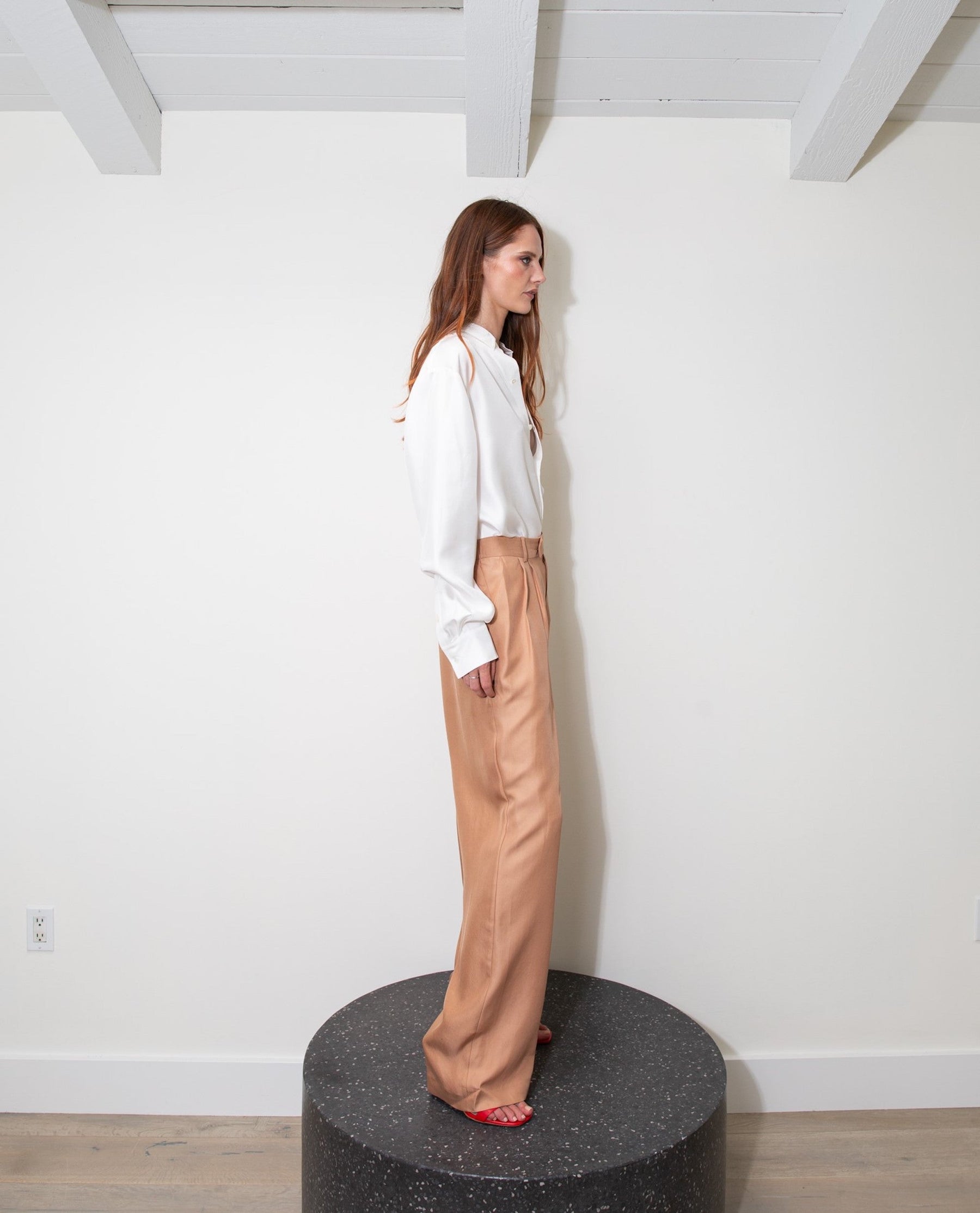 Ruben Long Sleeve Silk Shirt White 