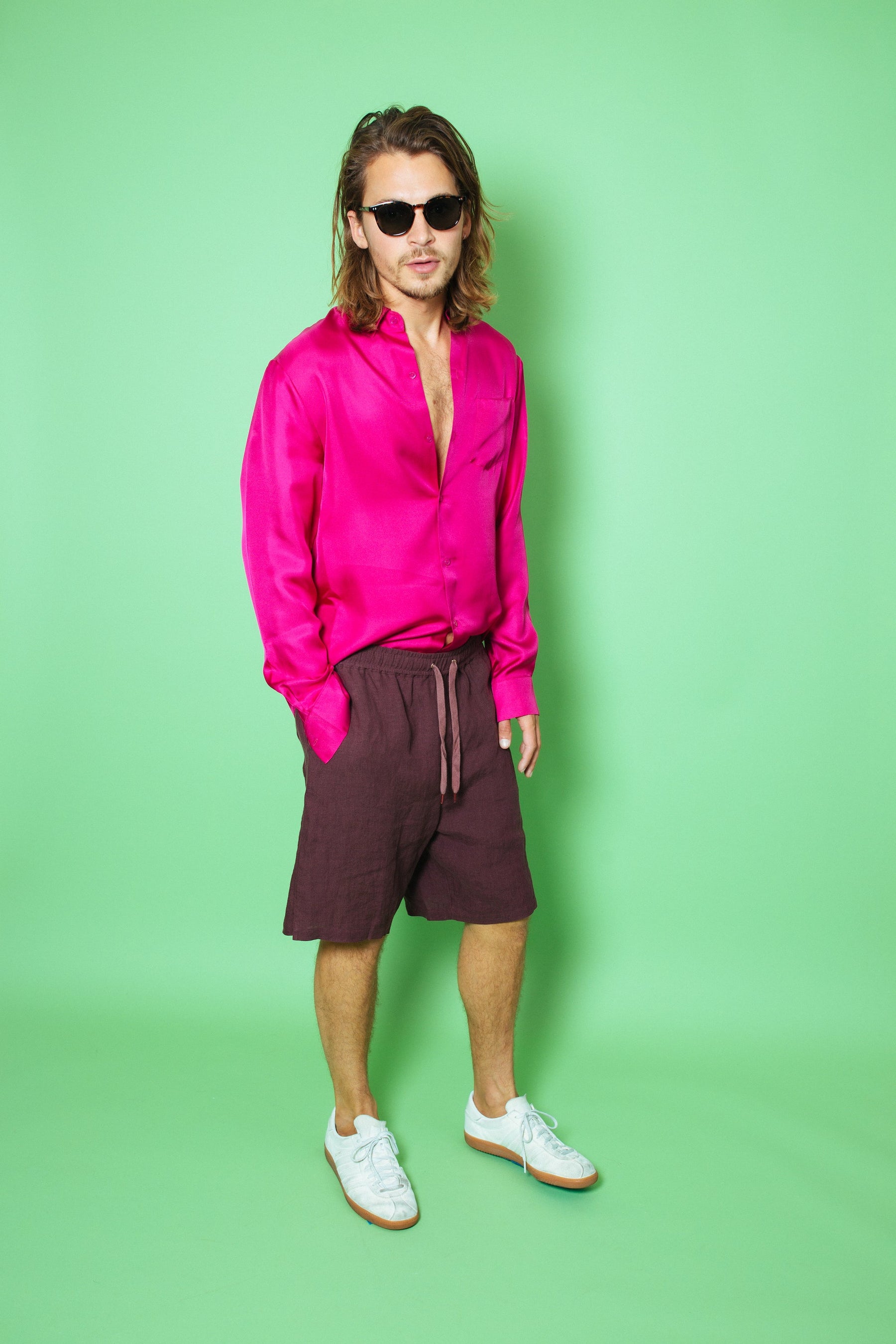 Basketball Linen Short Burgundy 