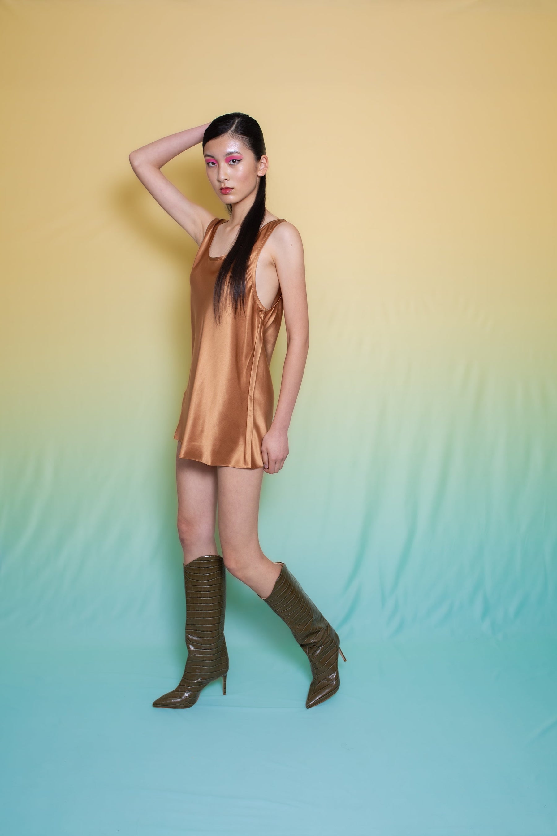 Dylan Oversized Silk Vest Dress Toffee