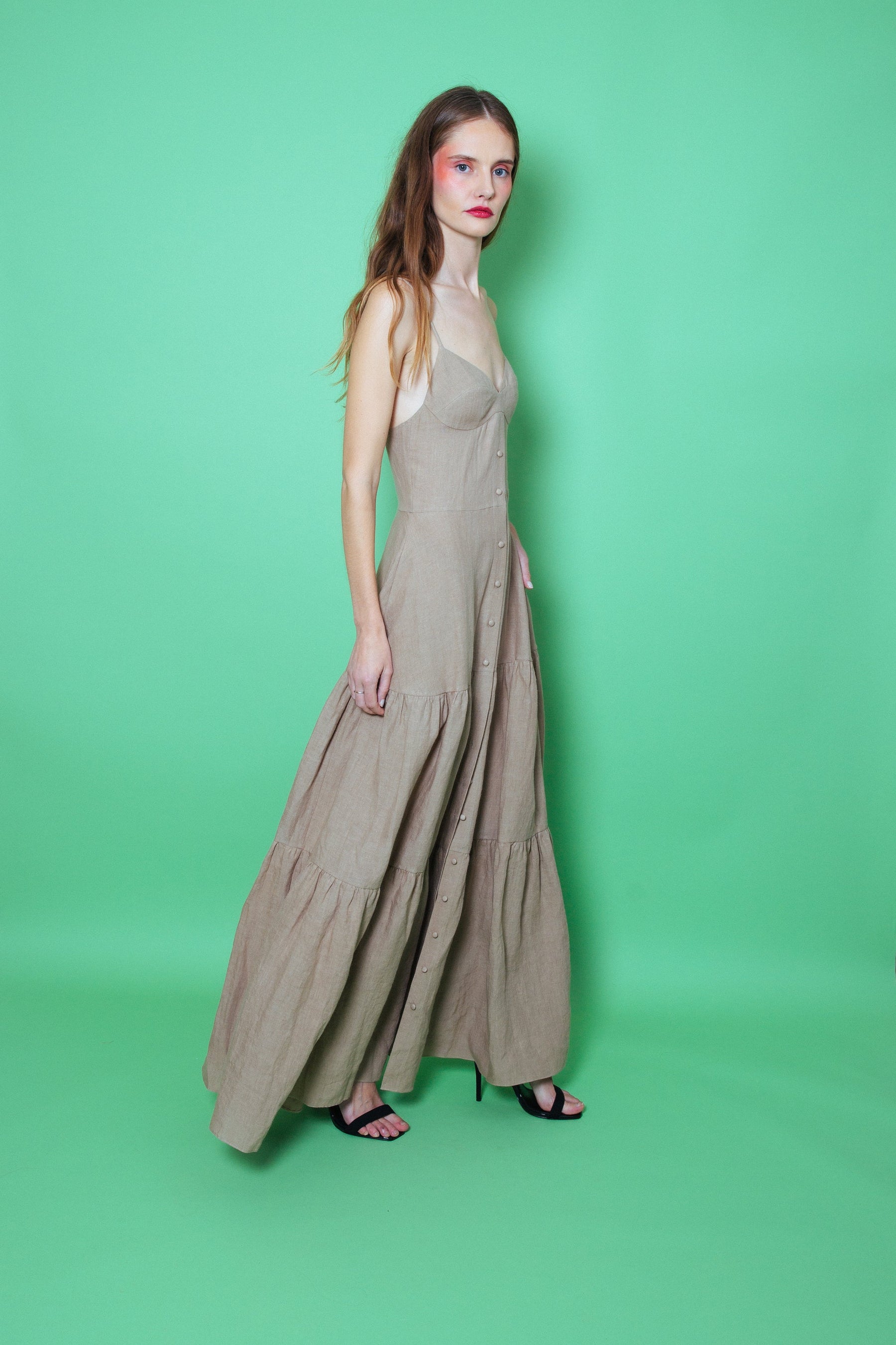 Del Rey Linen Maxi Dress Natural